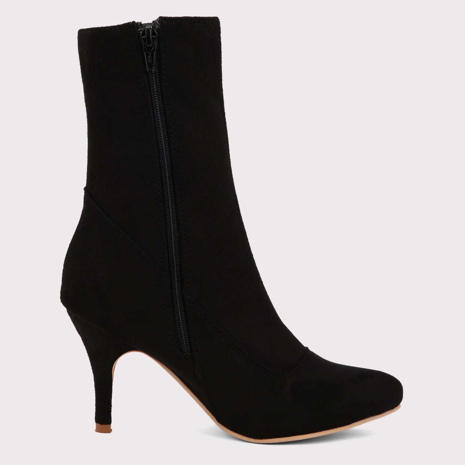 Suede Stiletto Boots - Black