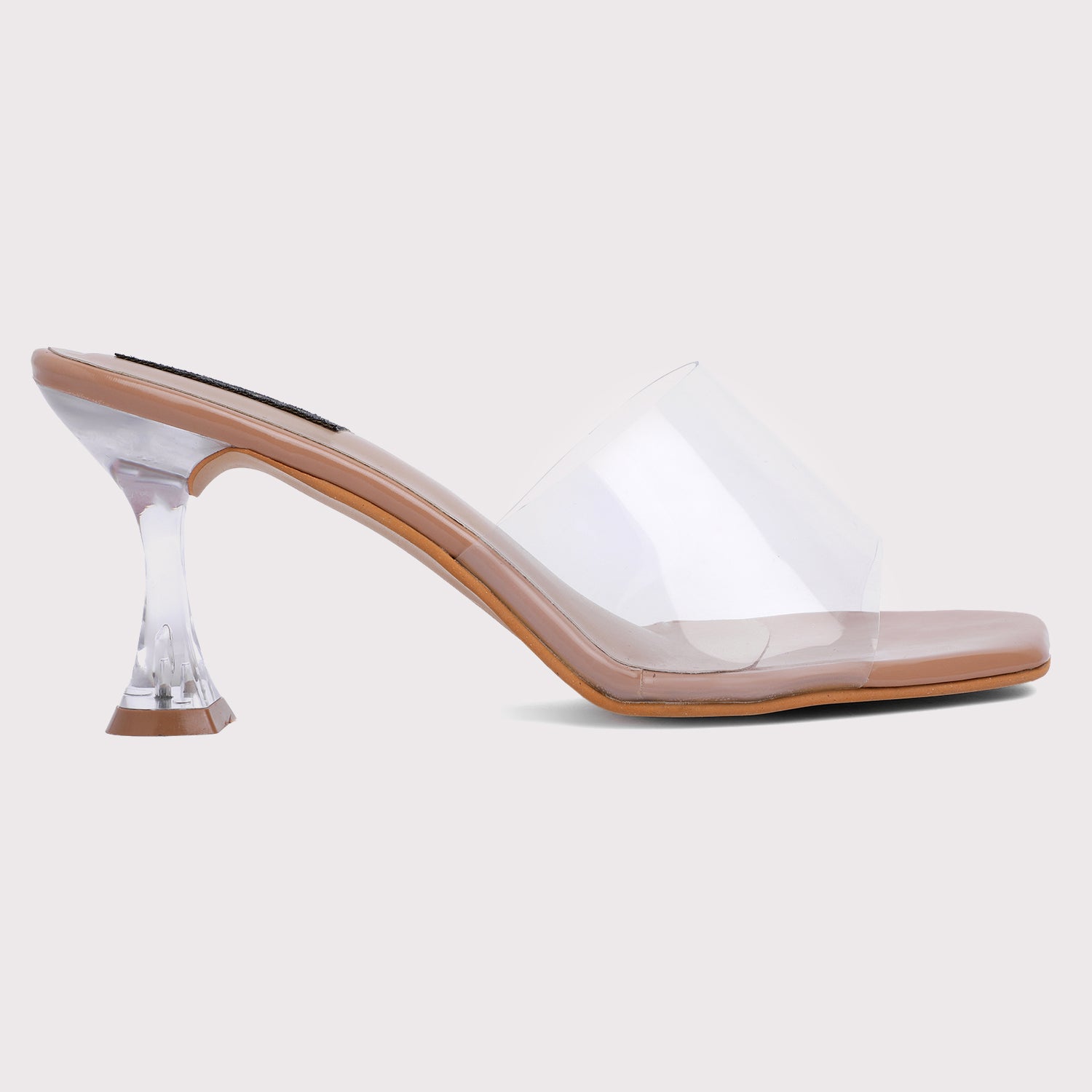 Clear Strap Stilettos - Nude