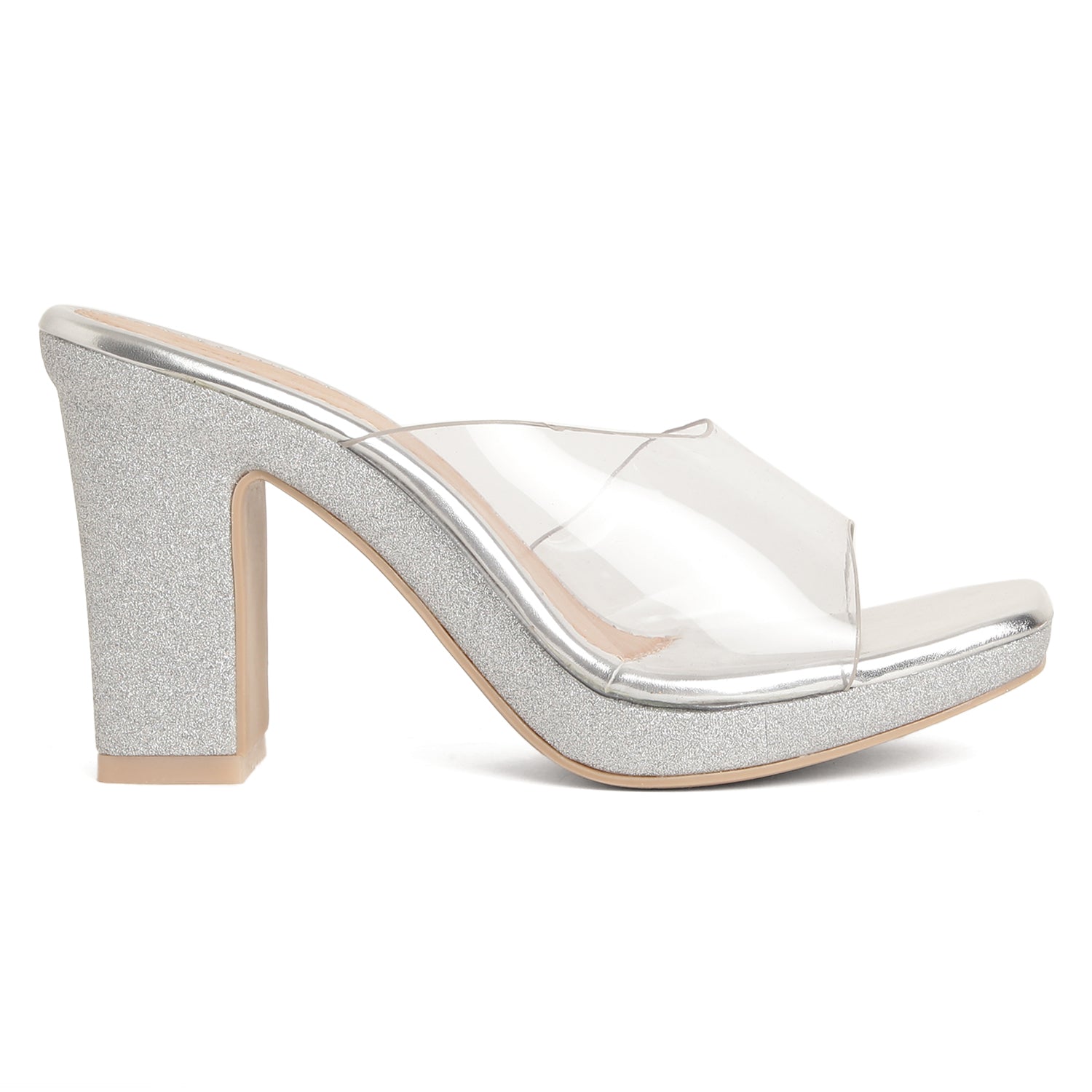 Clear Strap Sugar Heel - Silver