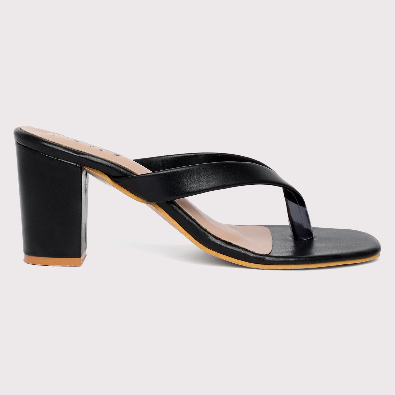 V Straps Sandals - Black