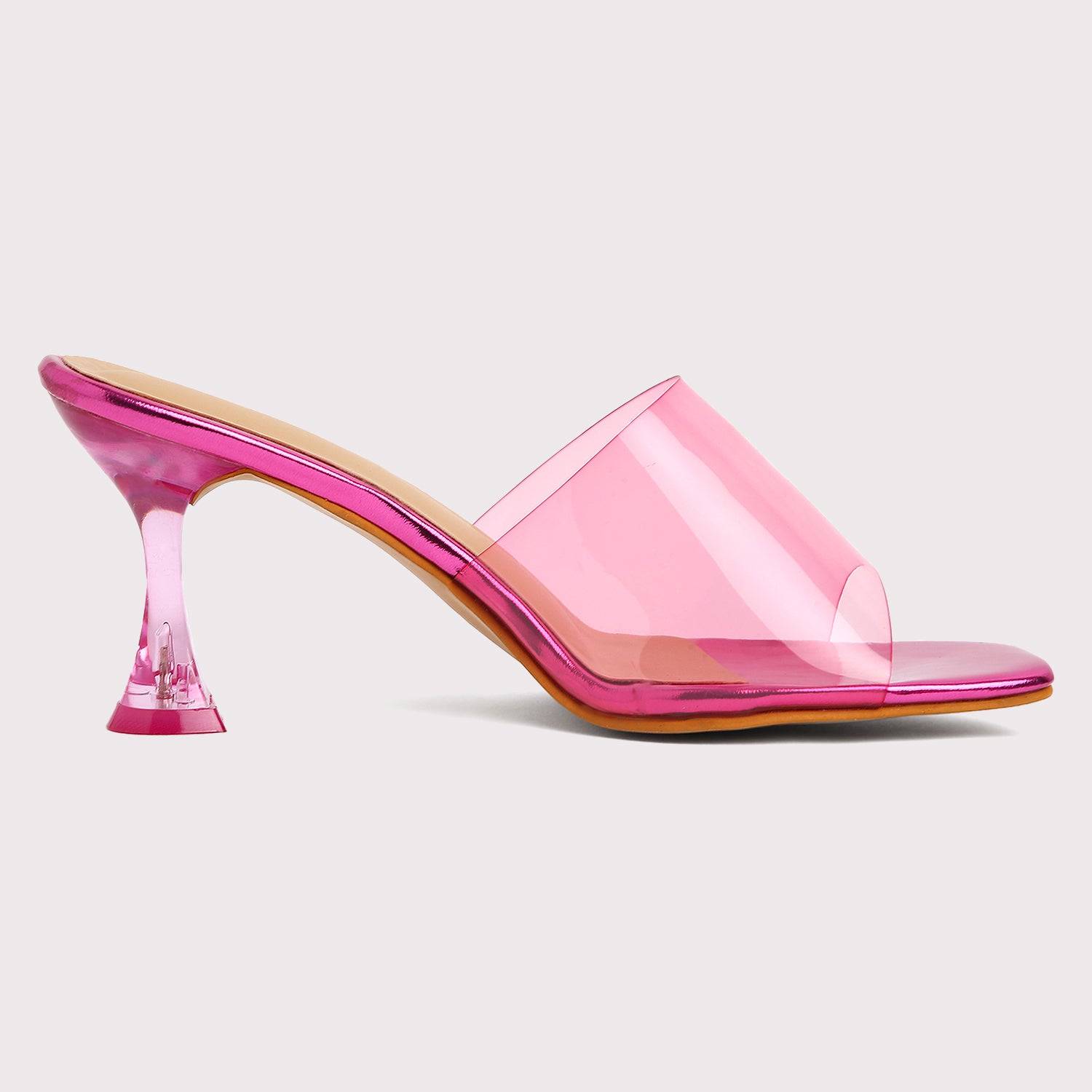 Clear Strap Stilettos - Neon Pink