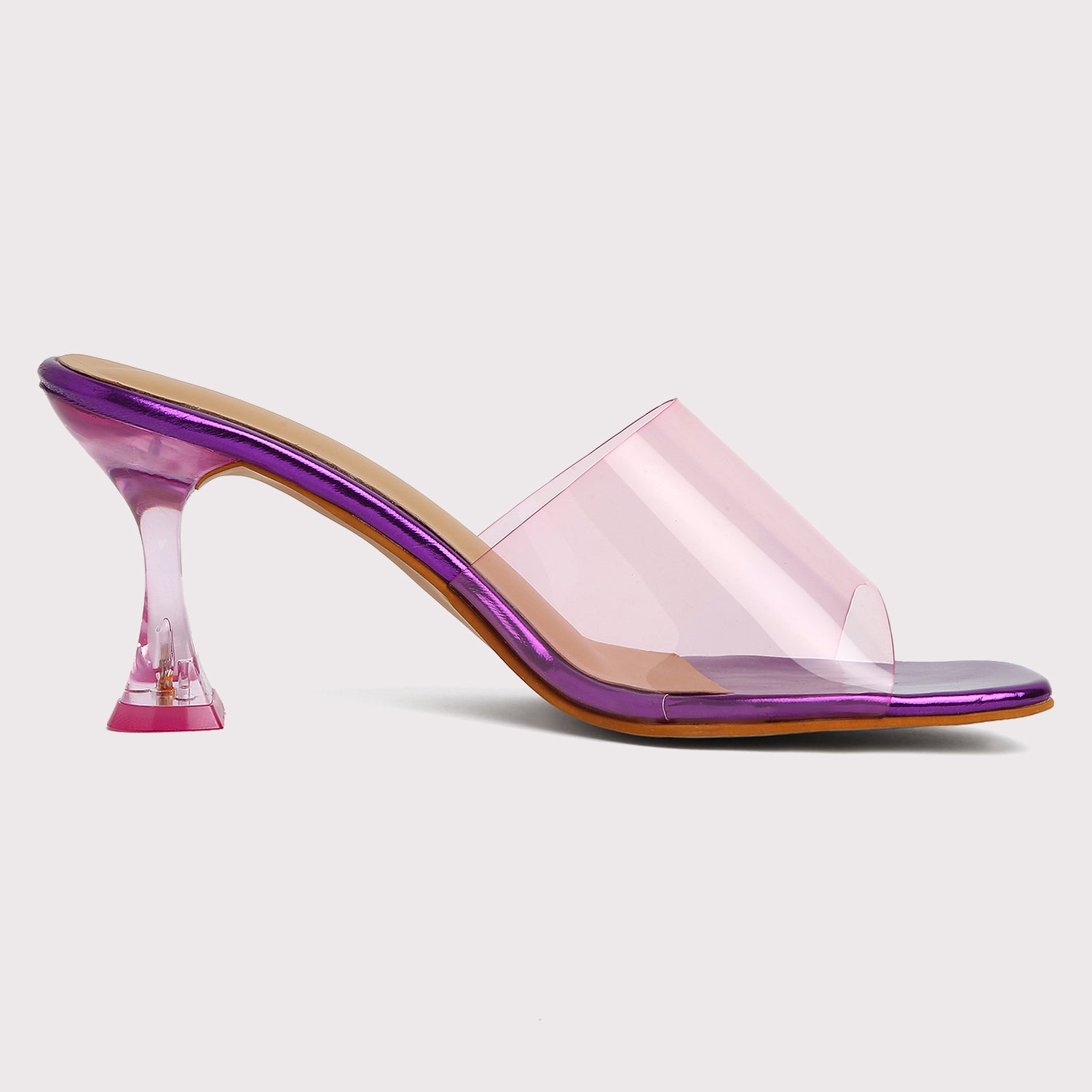 Clear Strap Stilettos - Purple