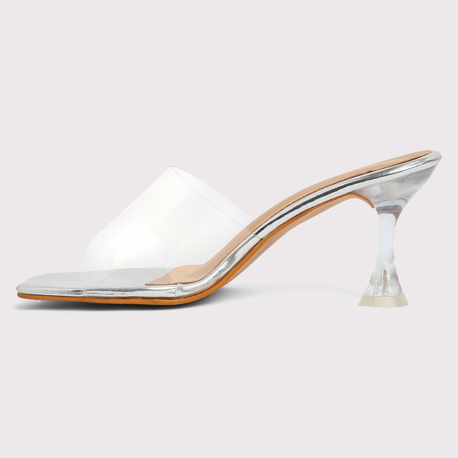 Clear Strap Stilettos - Silver