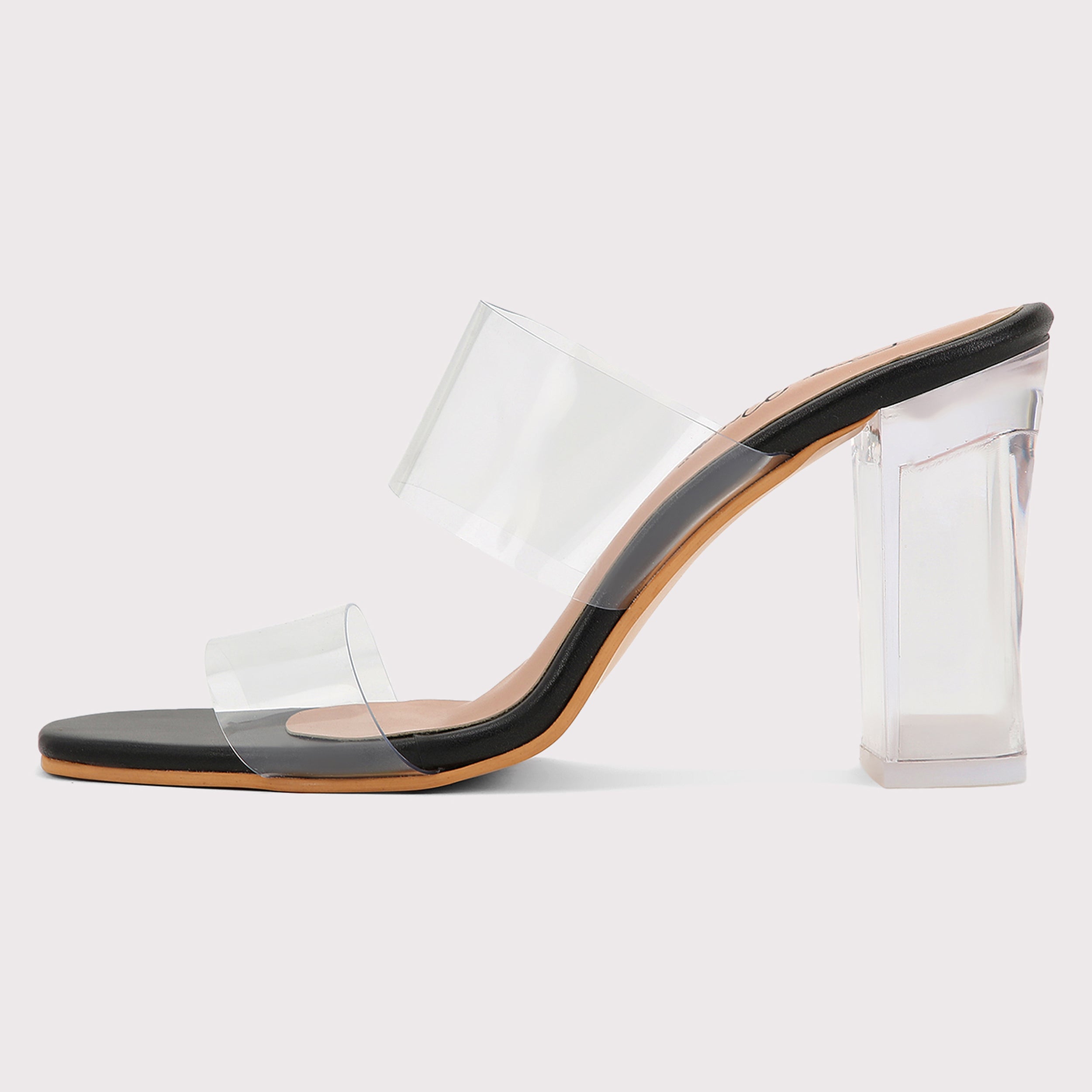 Twin Strap Clear Heels - Black – Dapperfeet