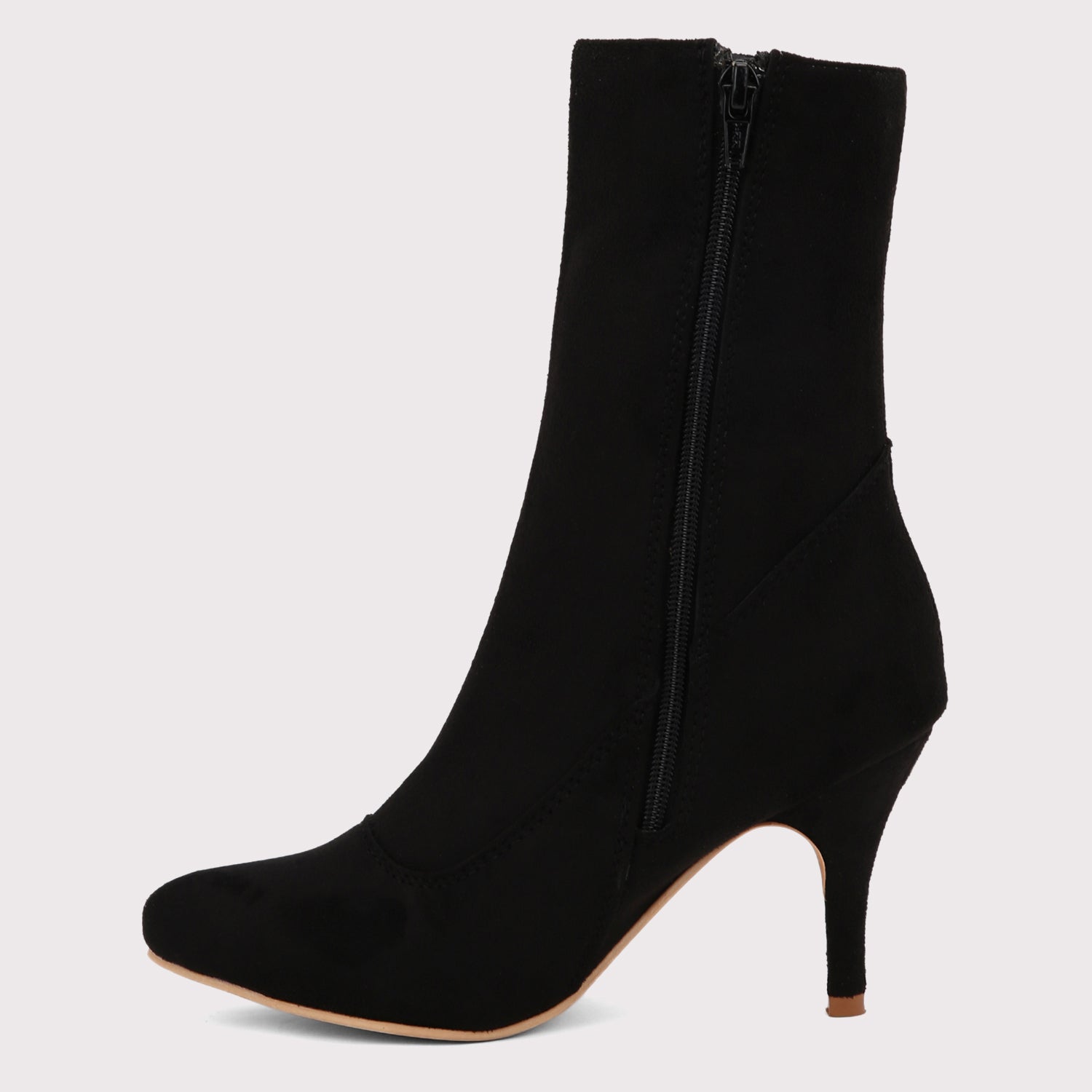 Suede Stiletto Boots - Black