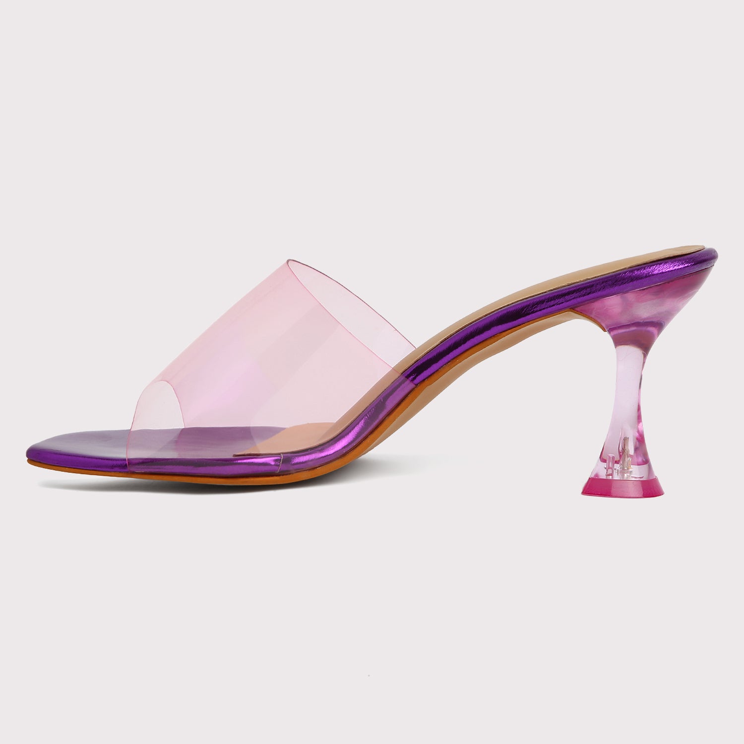 Clear Strap Stilettos - Purple