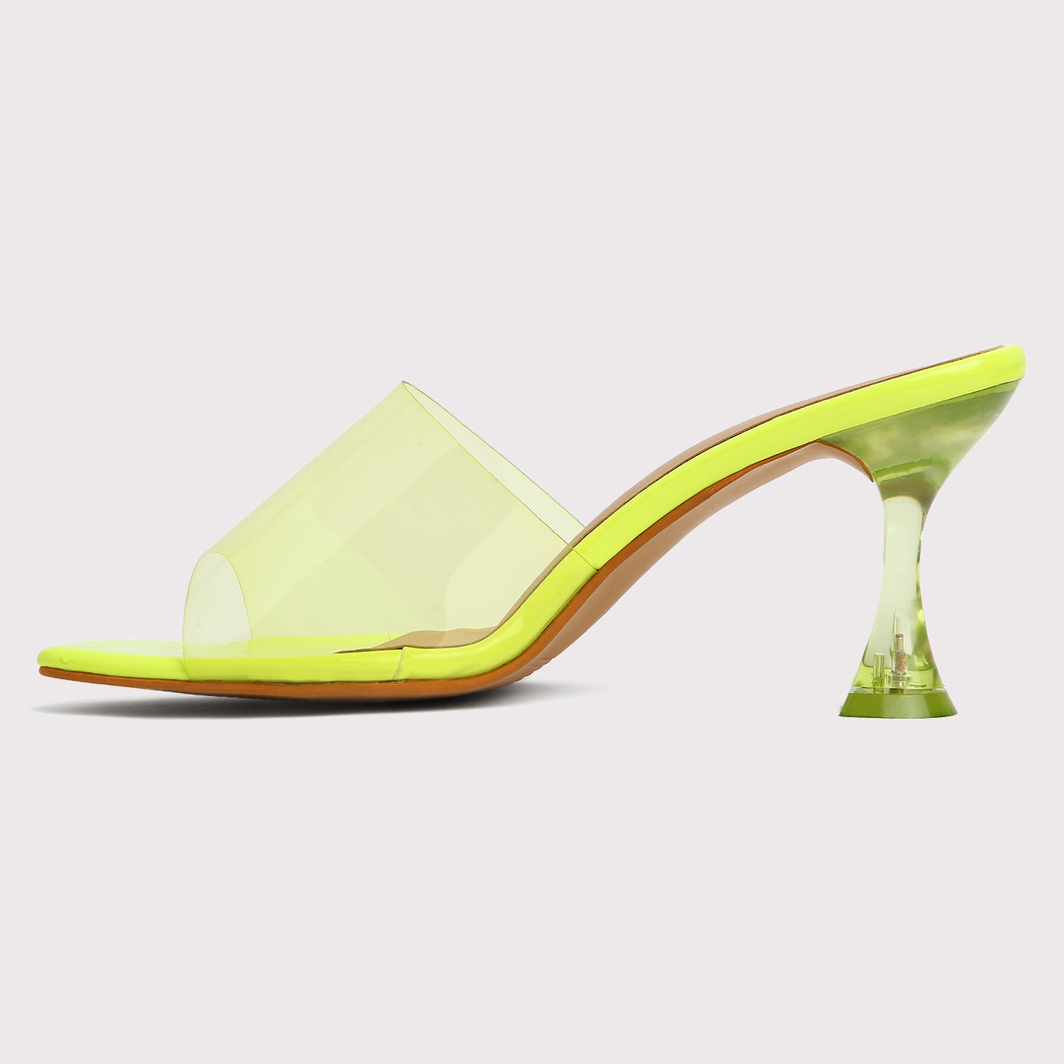 Clear Strap Stilettos - Neon Green