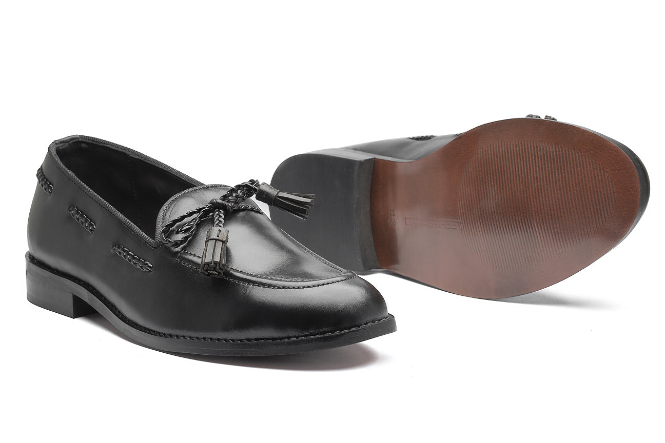 Winston Leather Knot Loafers - Black - Dapperfeet