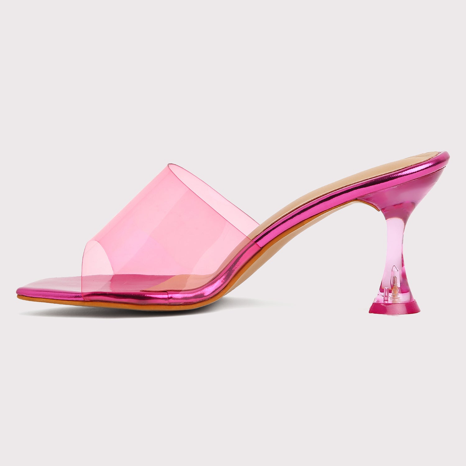 Clear Strap Stilettos - Neon Pink