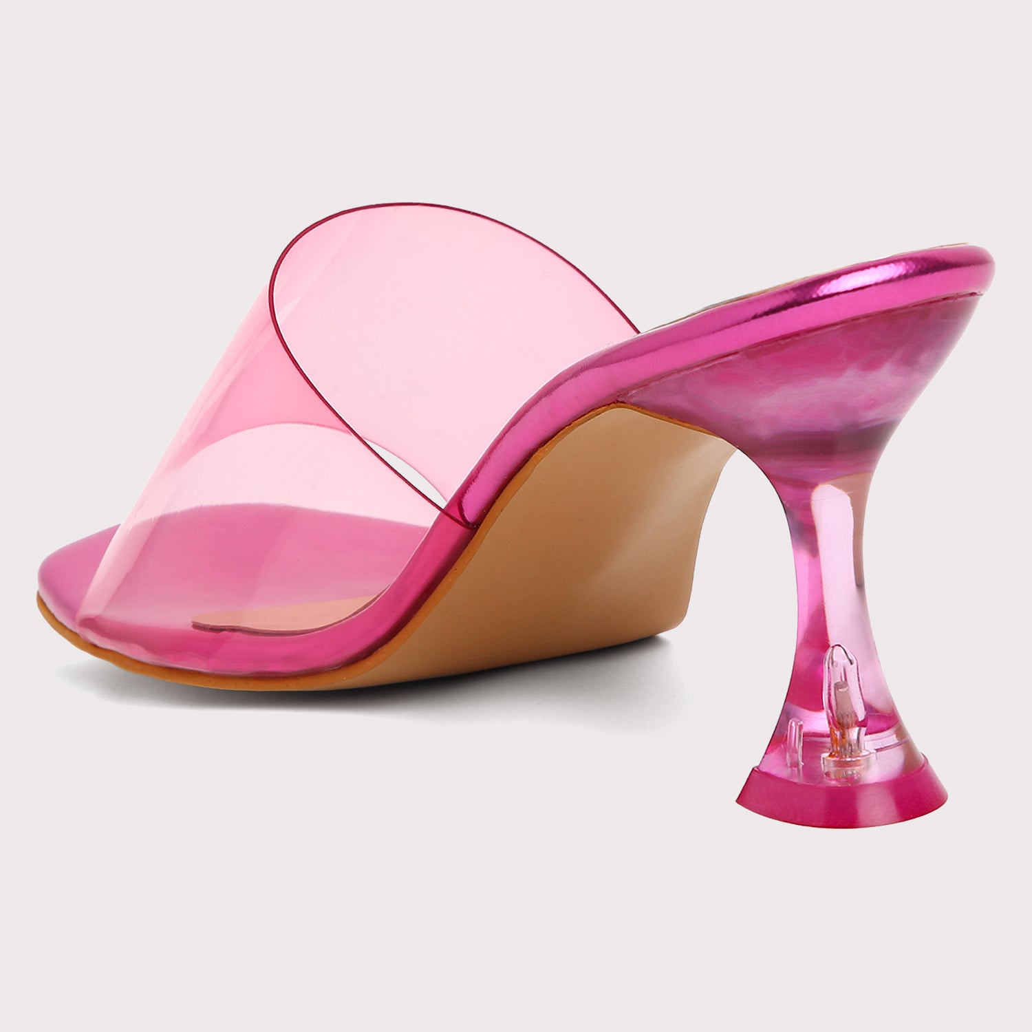 Clear Strap Stilettos - Neon Pink