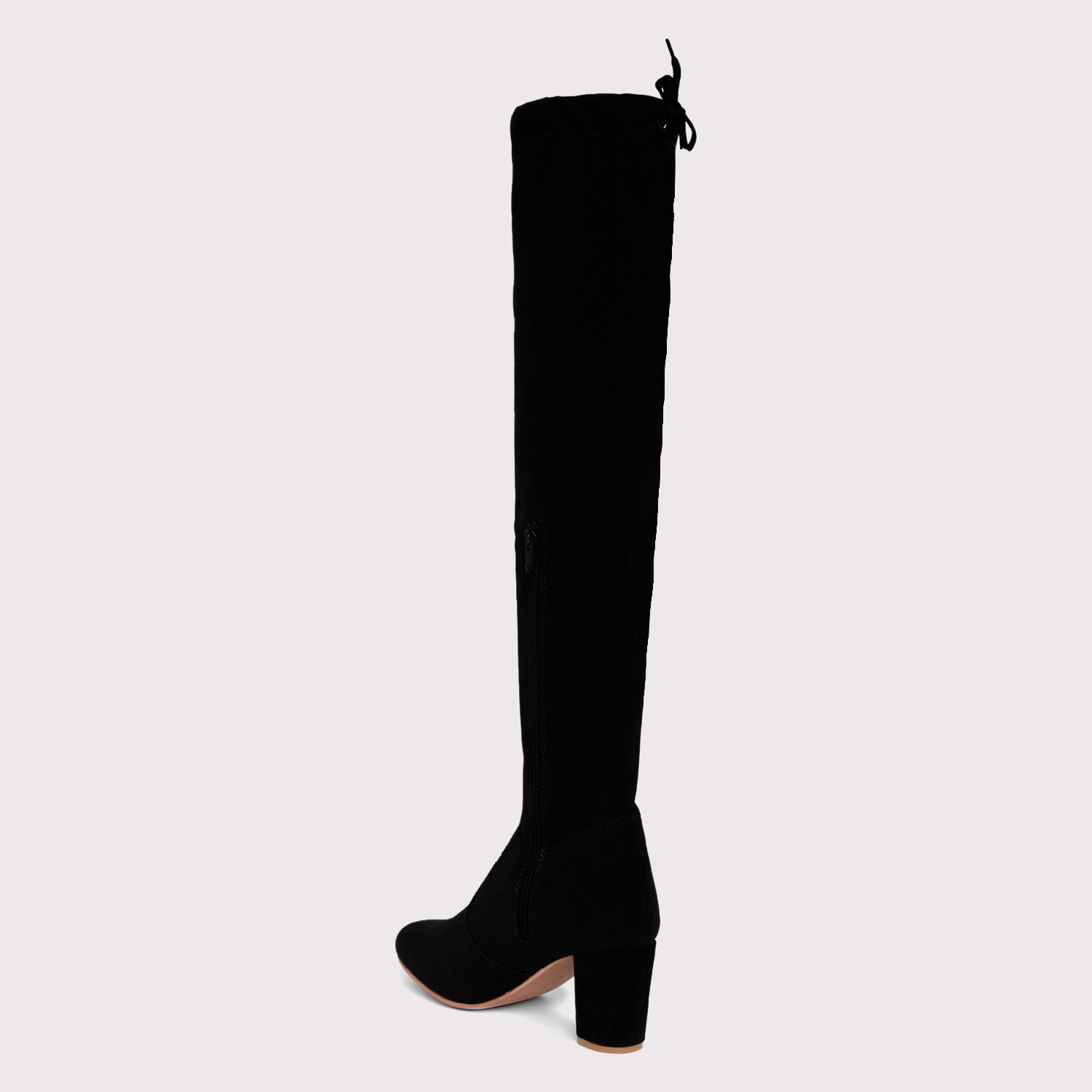 Velvet Knee High Boots - Black