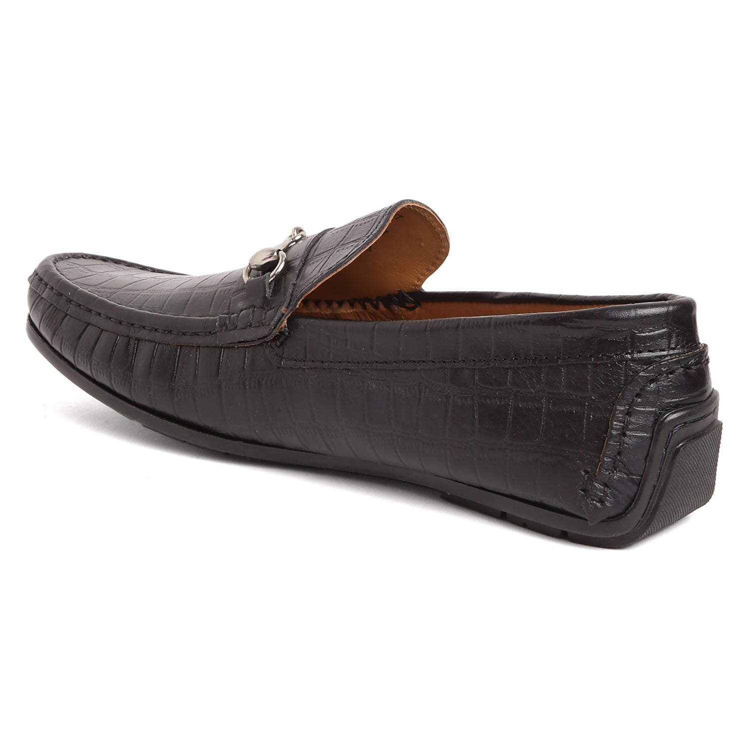 Horsebit Buckle Driving Shoes - Croc Black