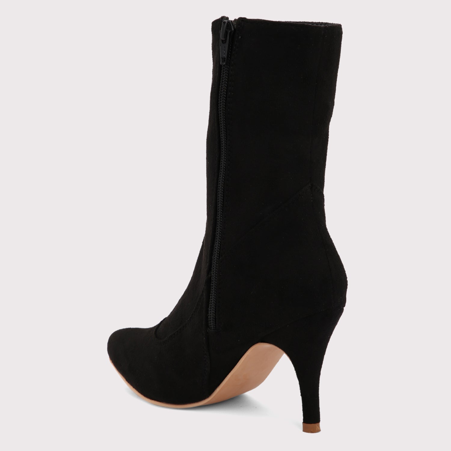 Suede Stiletto Boots - Black