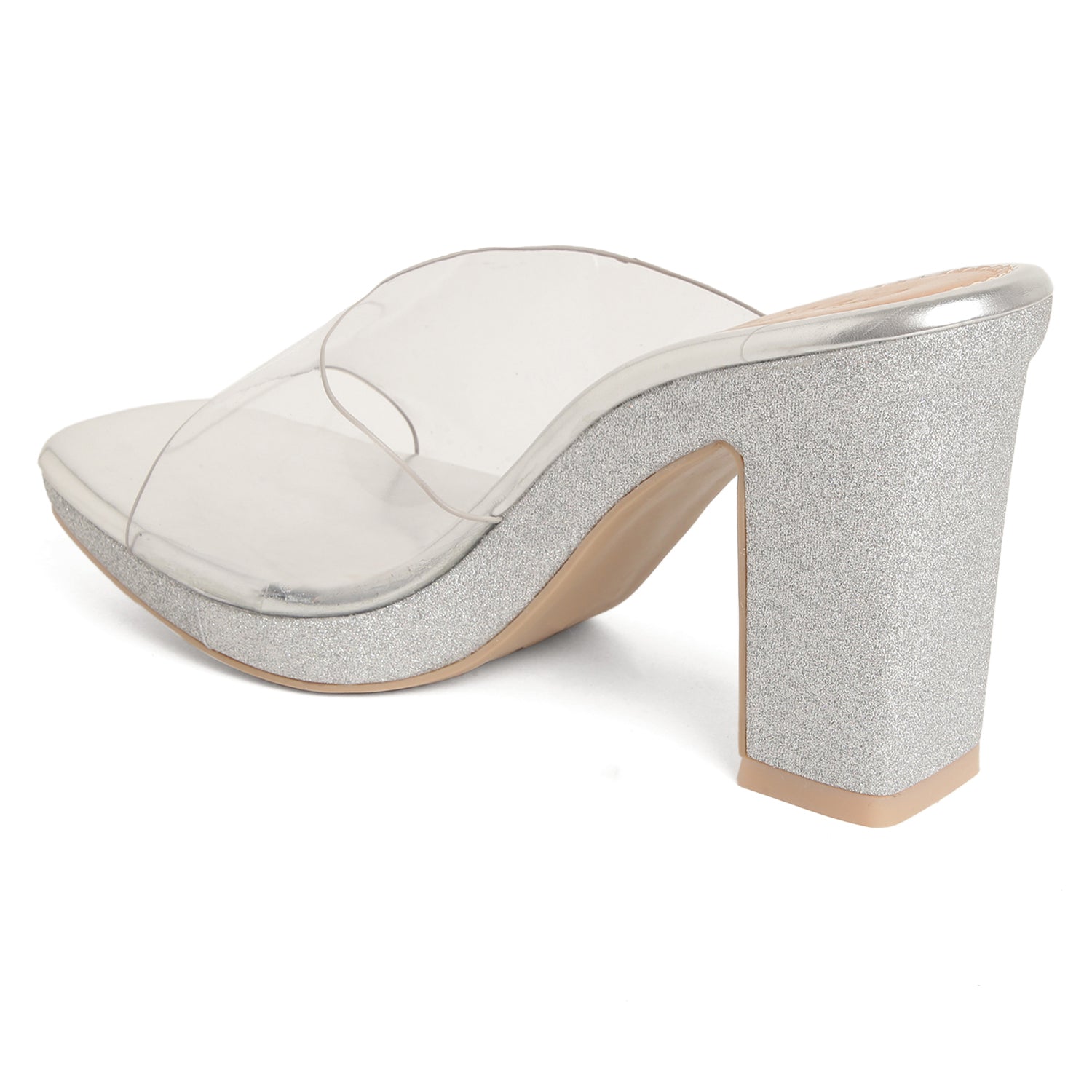 Clear Strap Sugar Heel - Silver