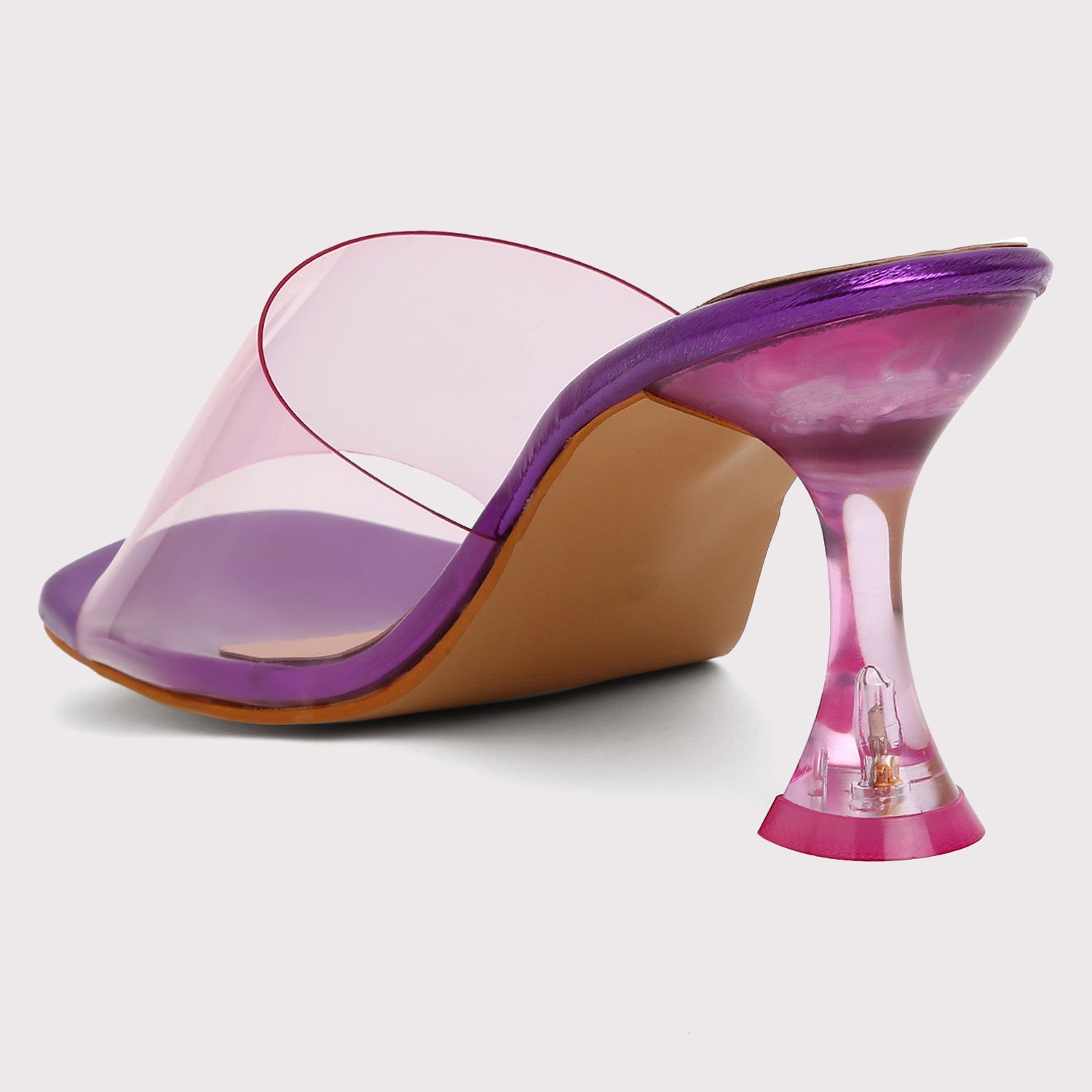 Clear Strap Stilettos - Purple