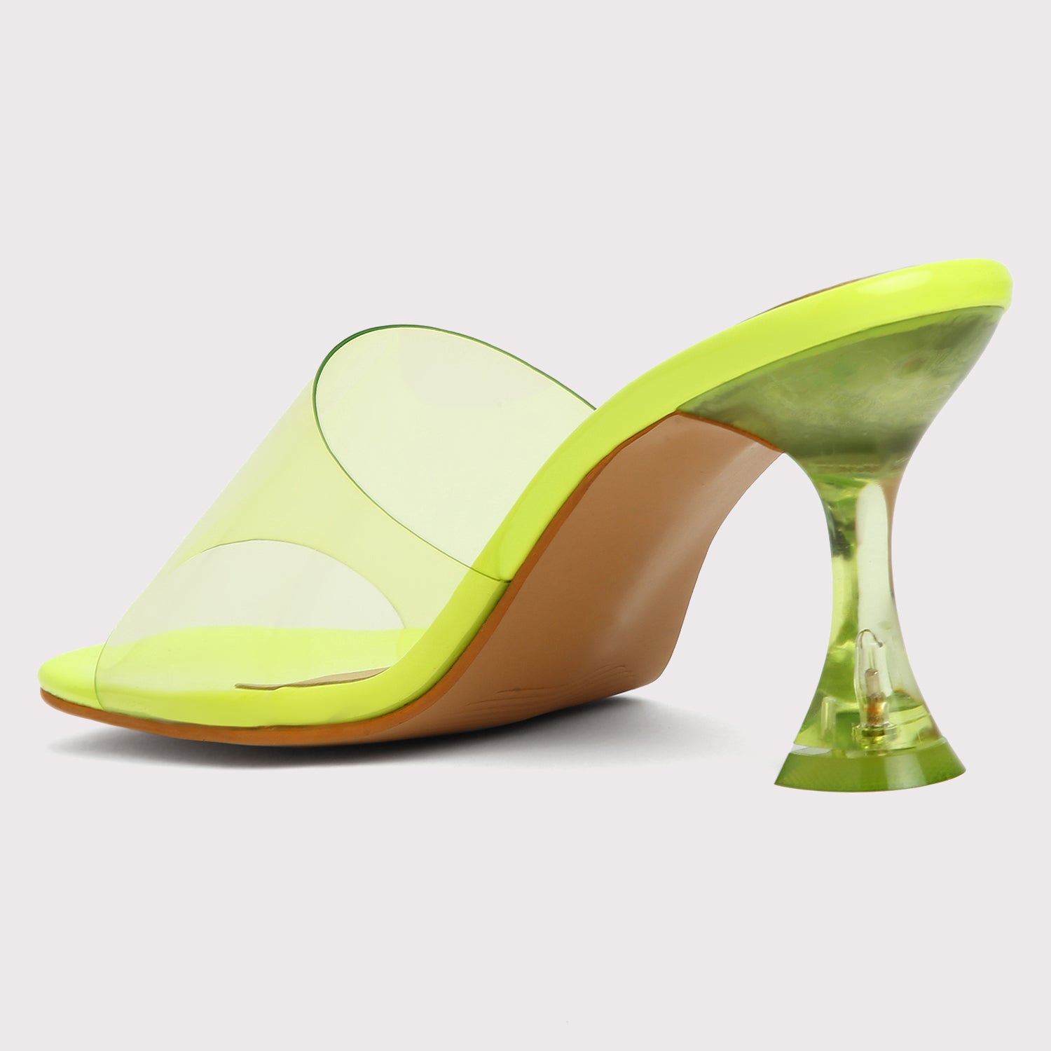 Clear Strap Stilettos - Neon Green