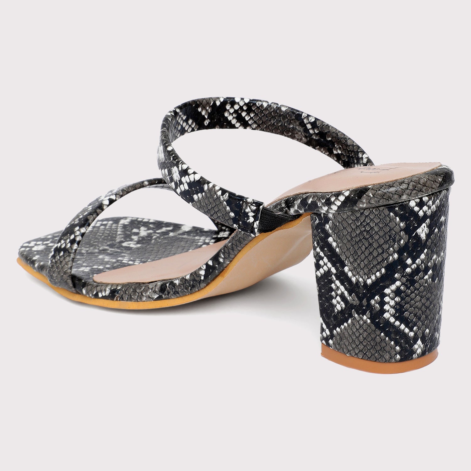 Double Strap Sandals - Black Snake Print