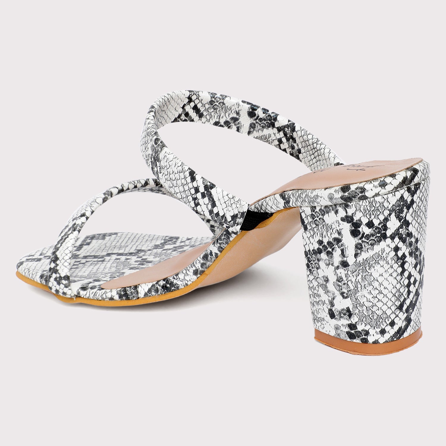 Double Strap Sandals - White Snake Print