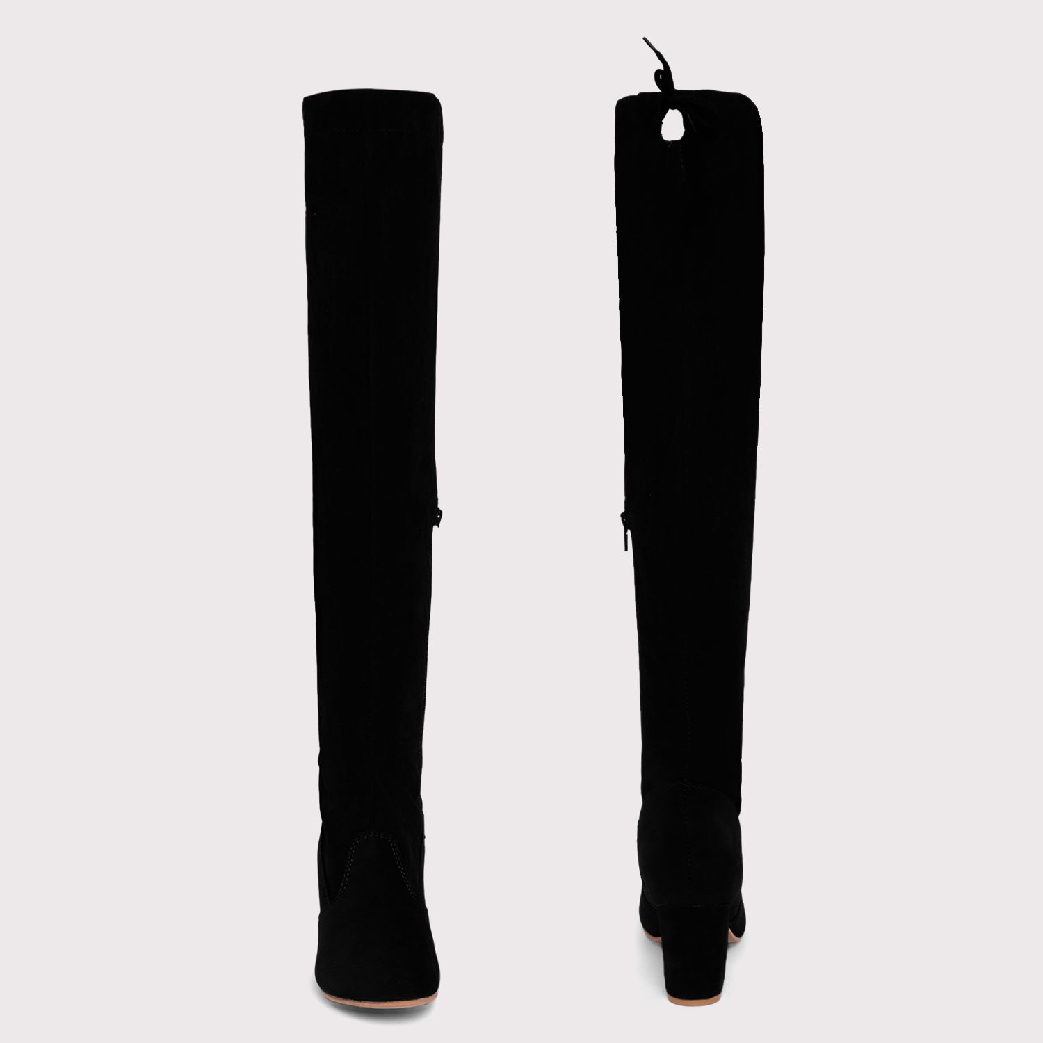 Velvet Knee High Boots - Black