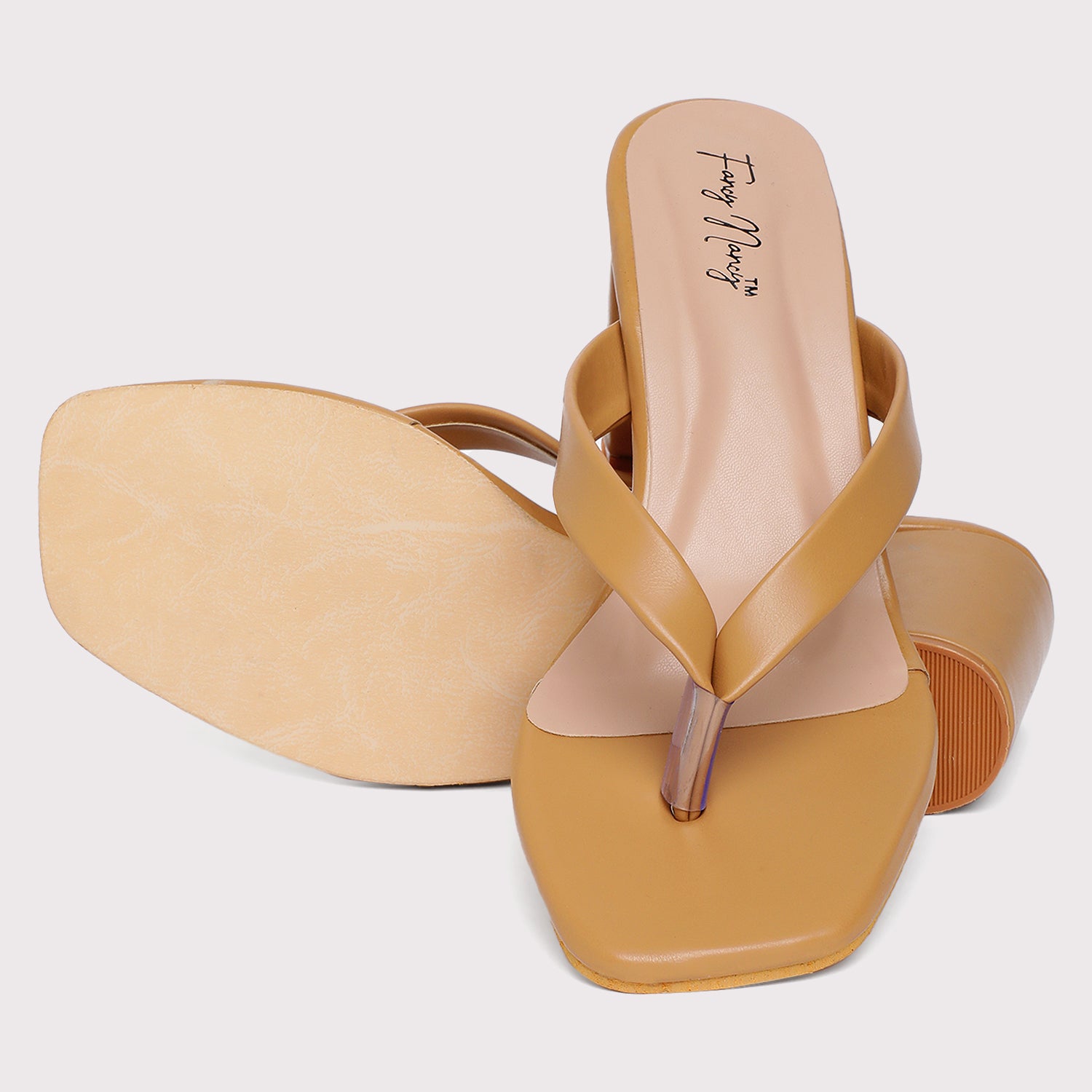 V Strap Sandals - Nude