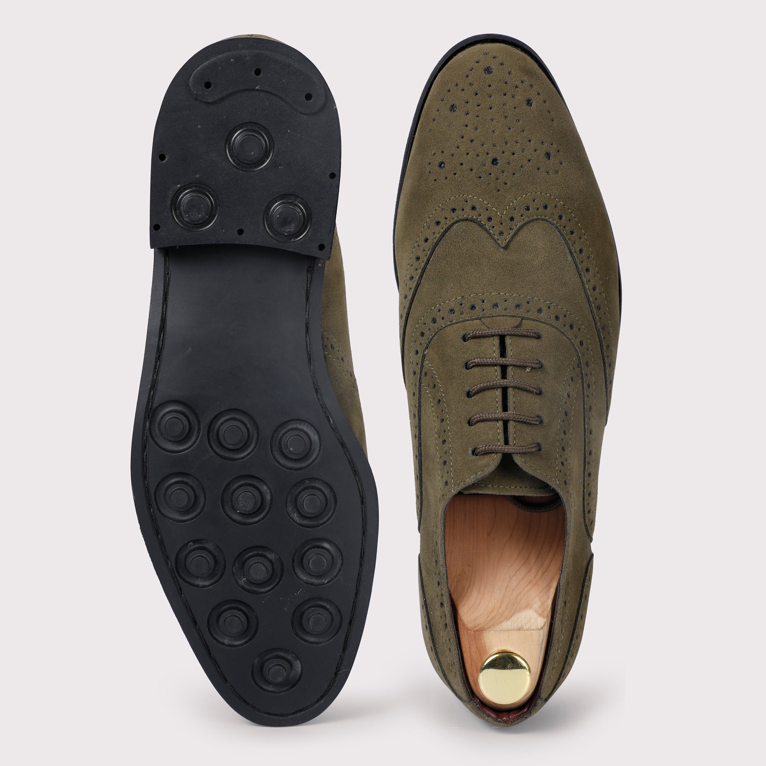 Forrero Suede Brogues - Olive Green