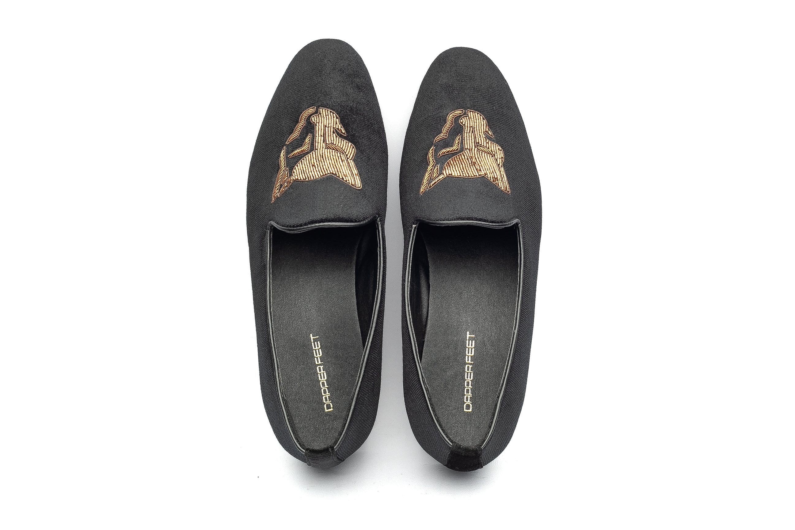 Wolf Zardozi Slipons - Black - Dapperfeet