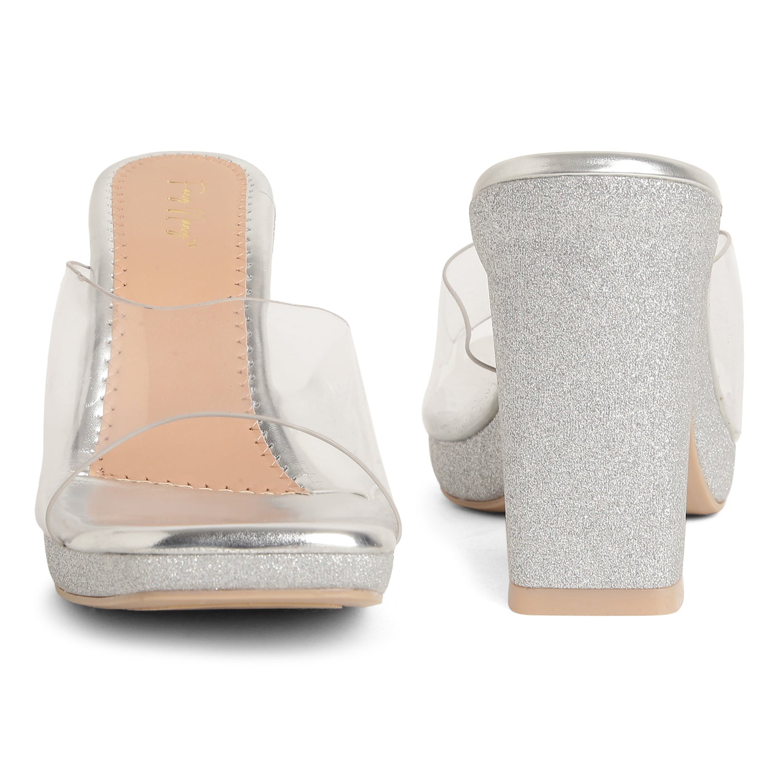 Clear Strap Sugar Heel - Silver