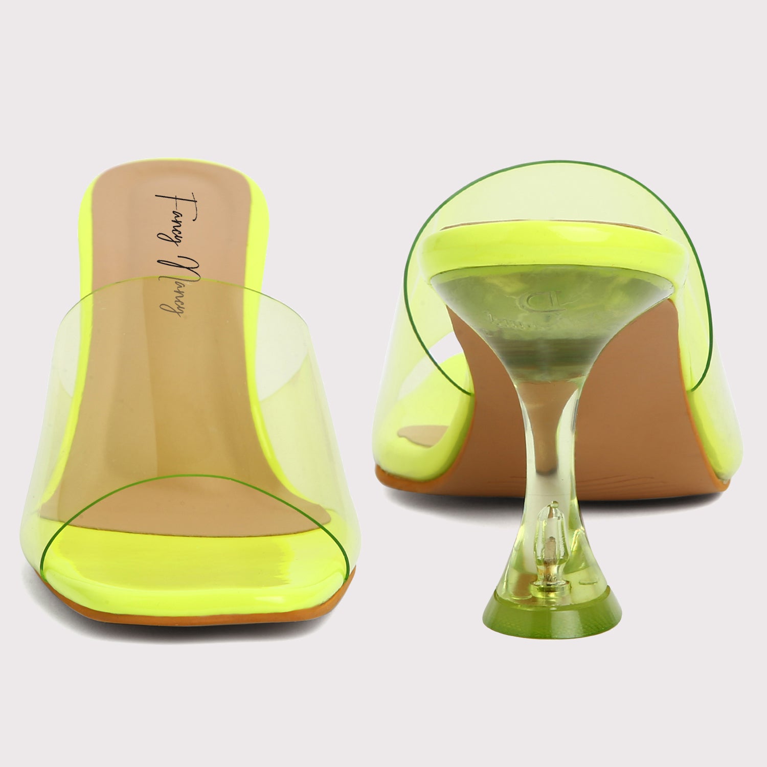 Clear Strap Stilettos - Neon Green