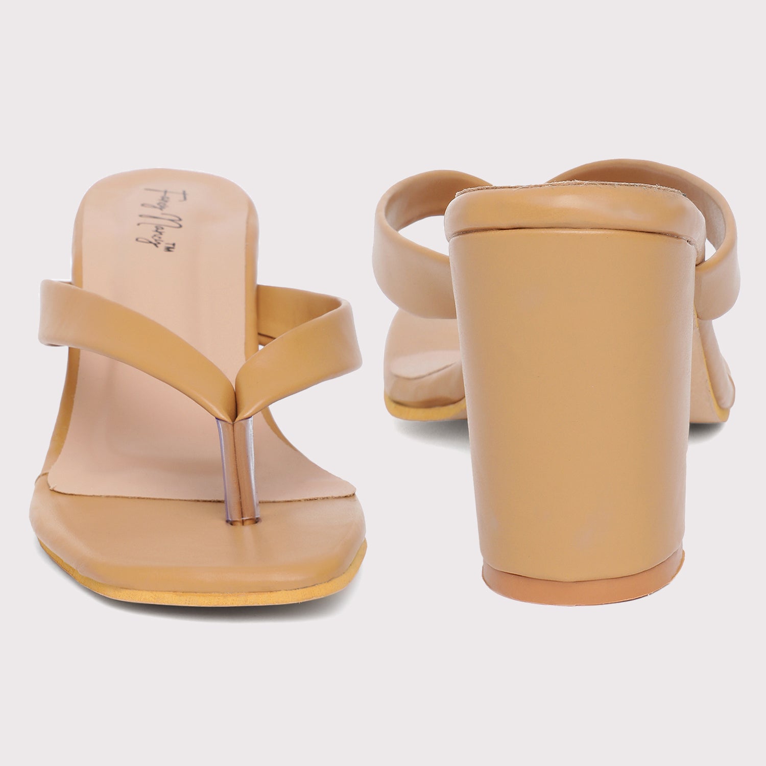 V Strap Sandals - Nude