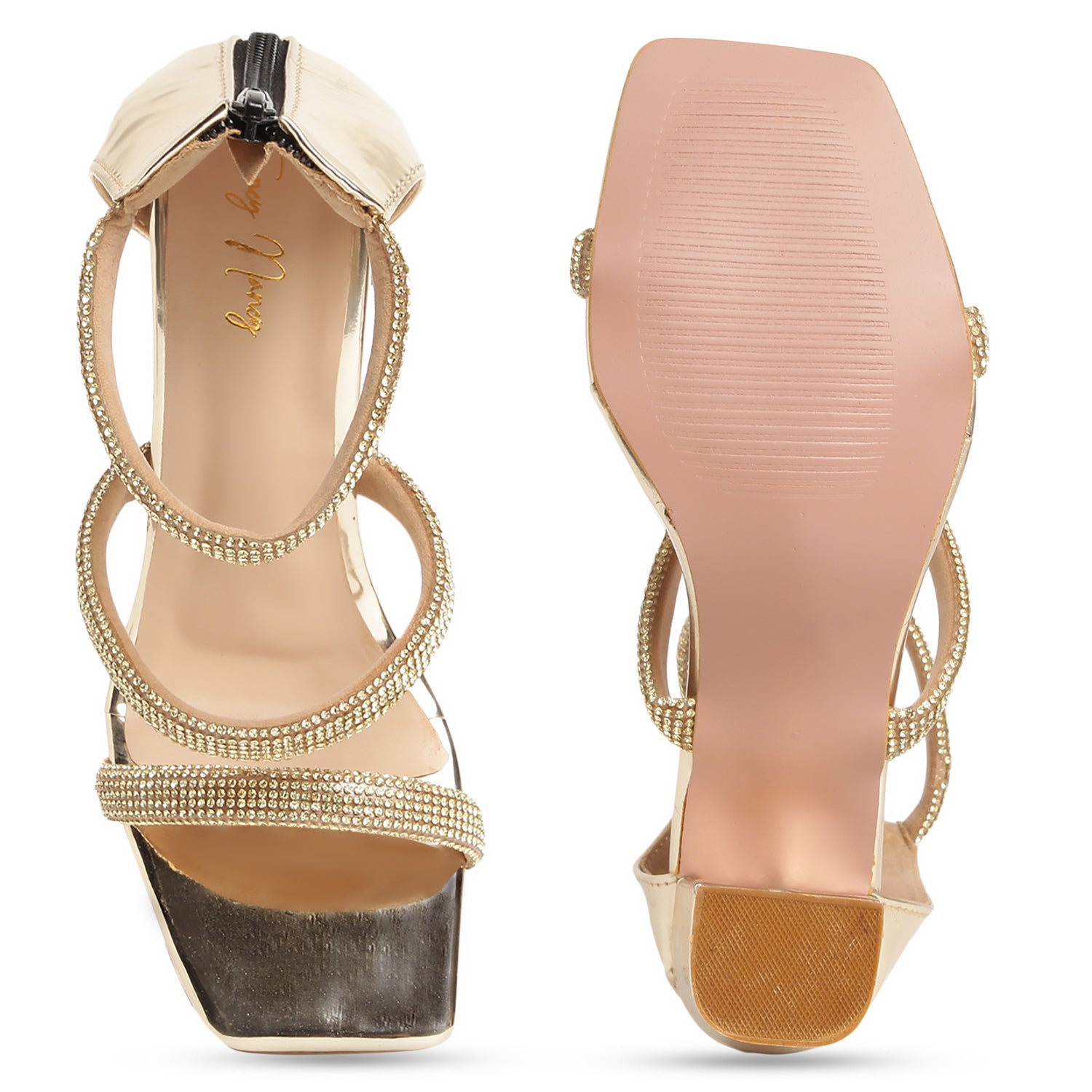 Golden strap online heels