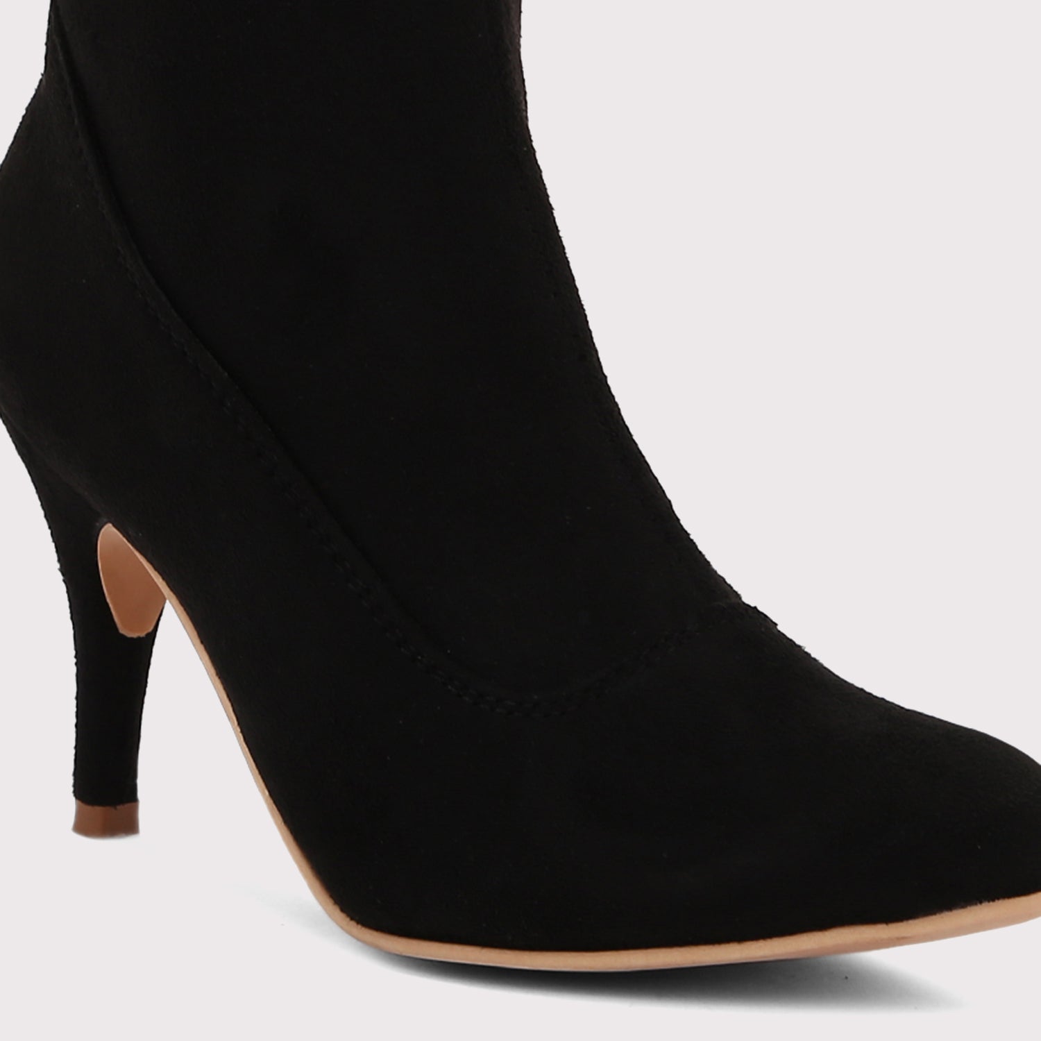 Suede Stiletto Boots - Black