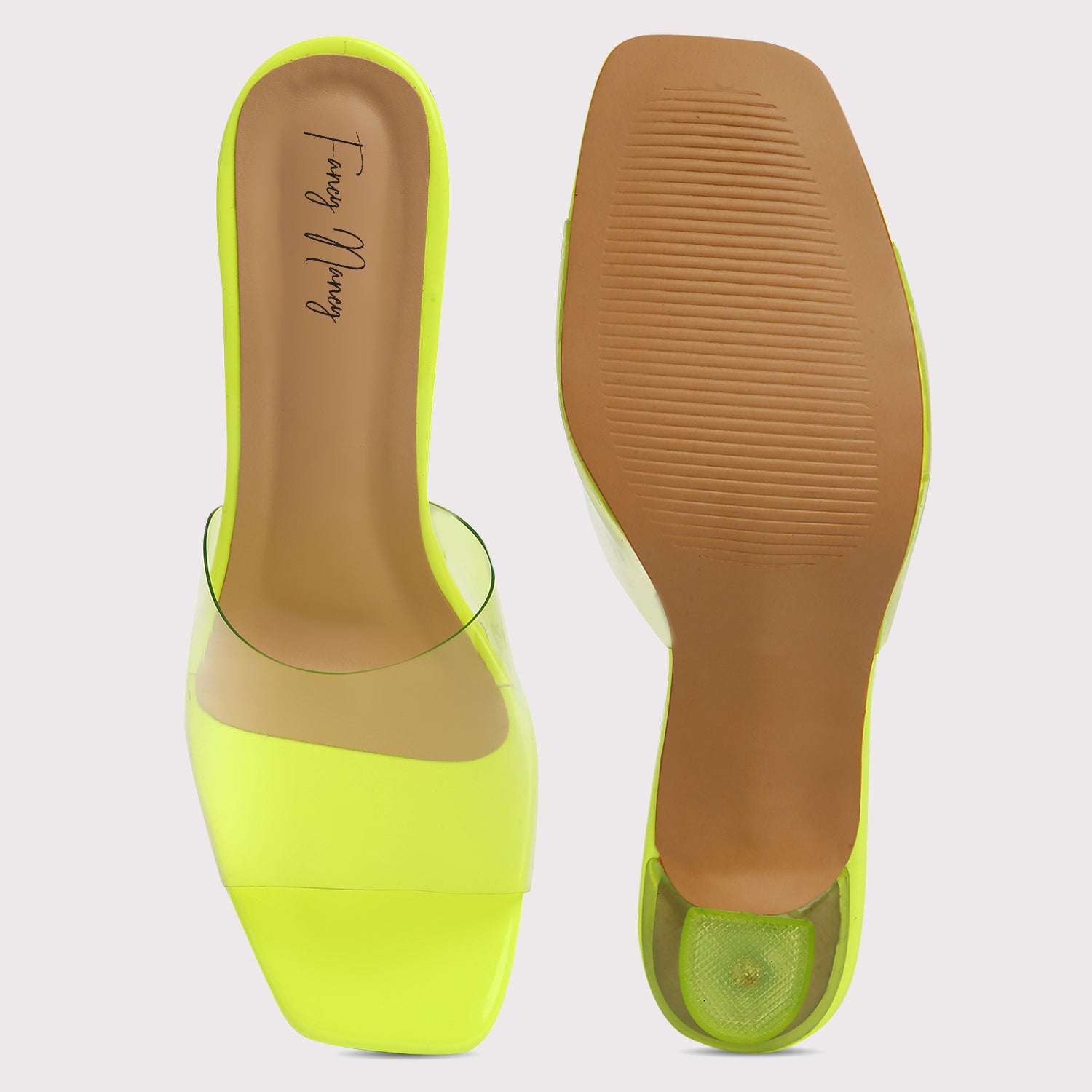 Clear Strap Stilettos - Neon Green