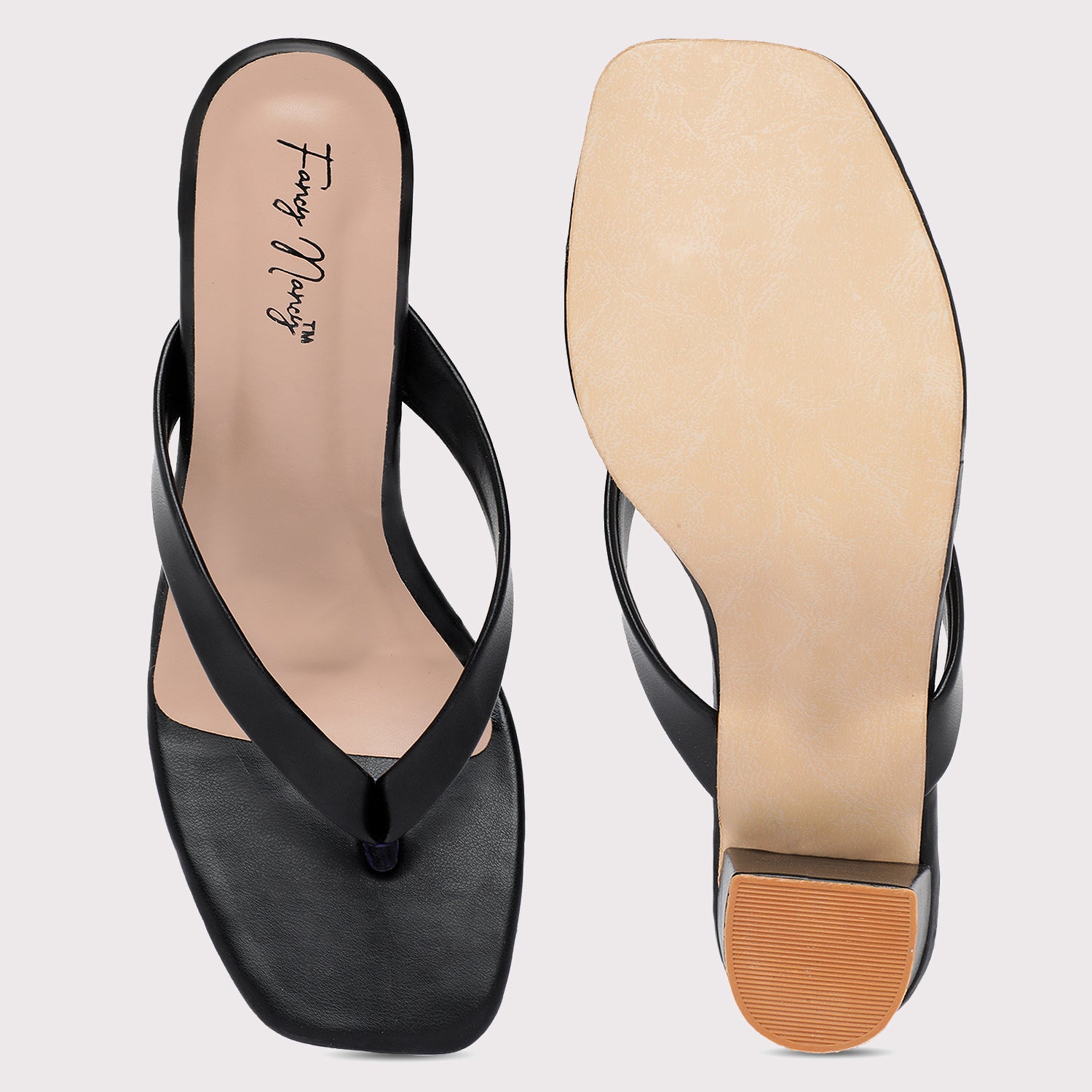 V Straps Sandals - Black