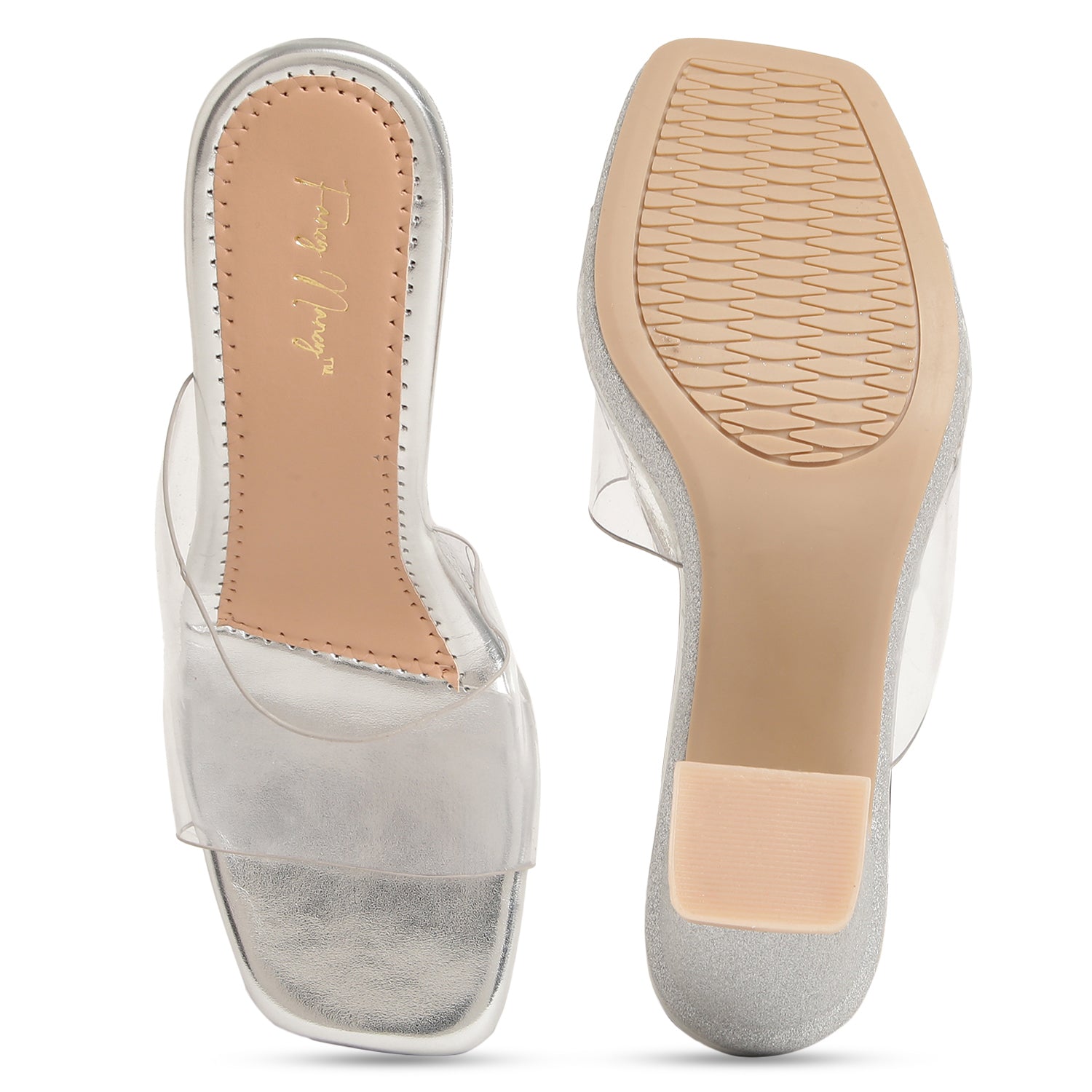 Clear Strap Sugar Heel - Silver