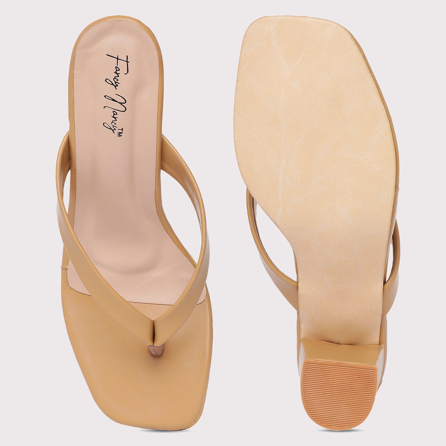 V Strap Sandals - Nude