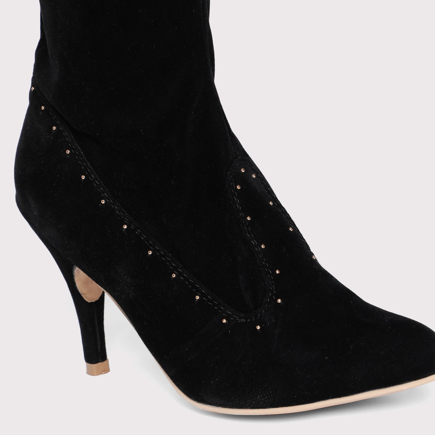 Designer Studded Stiletto Boots - Black