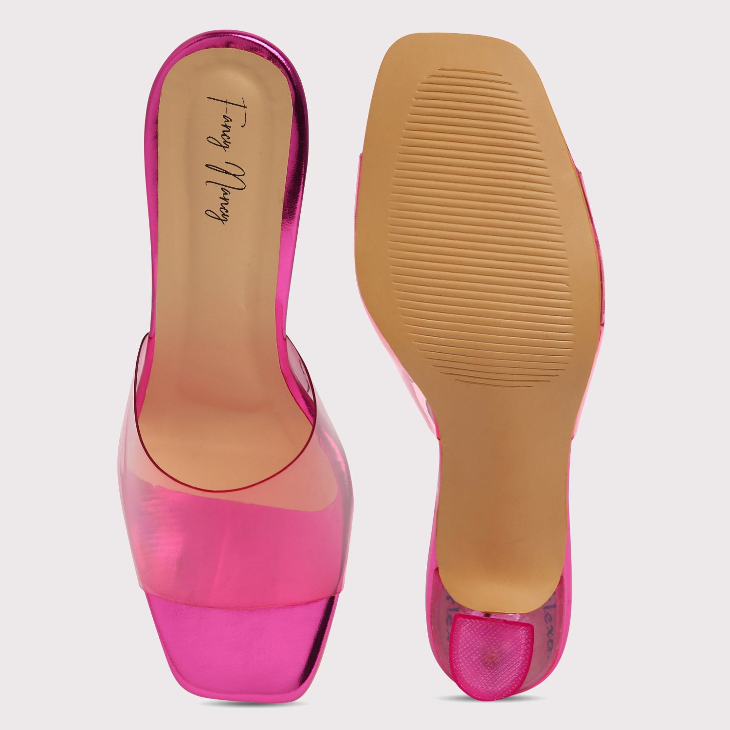 Clear Strap Stilettos - Neon Pink