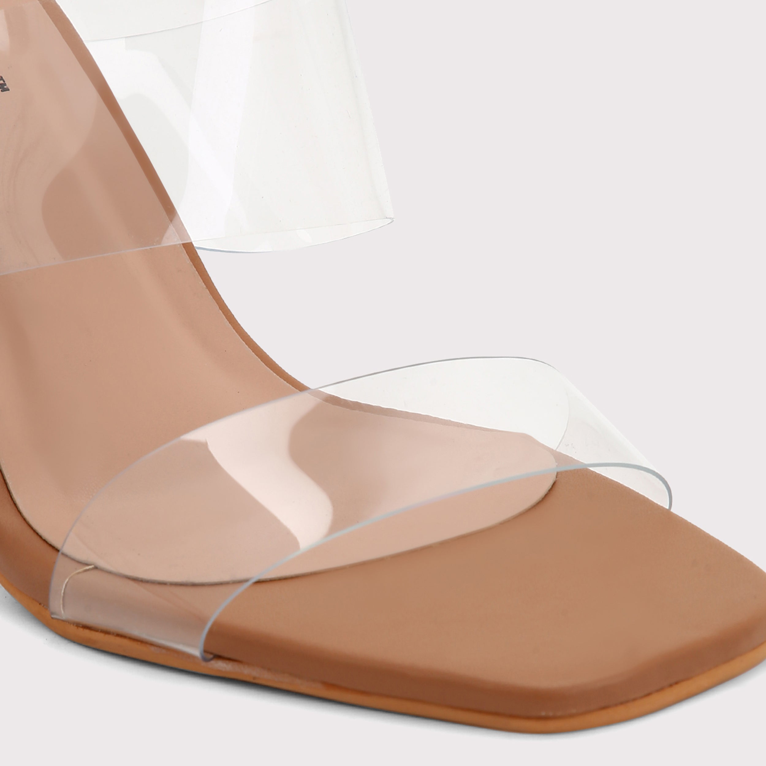 Twin Strap Clear Heels - Nude