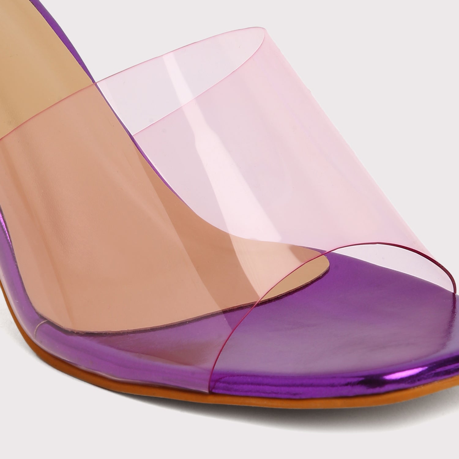 Clear Strap Stilettos - Purple