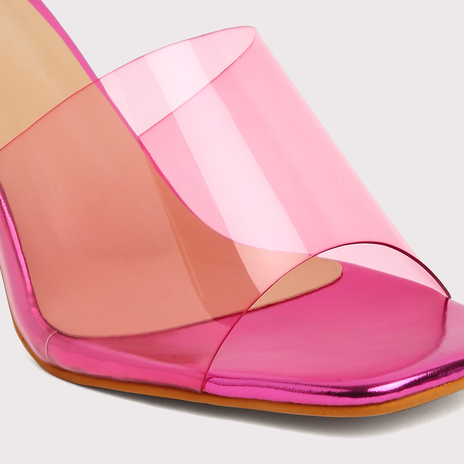 Clear Strap Stilettos - Neon Pink