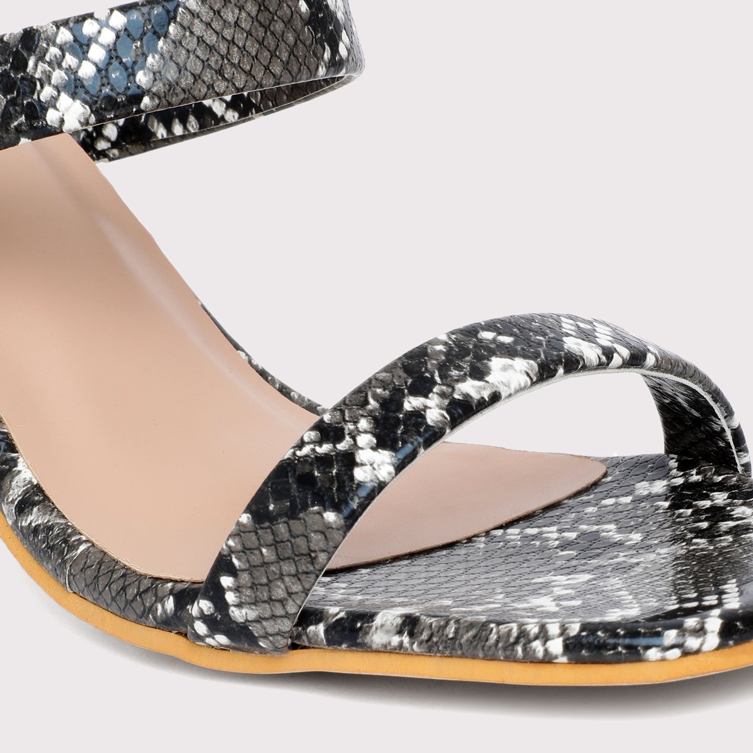 Double Strap Sandals - Black Snake Print