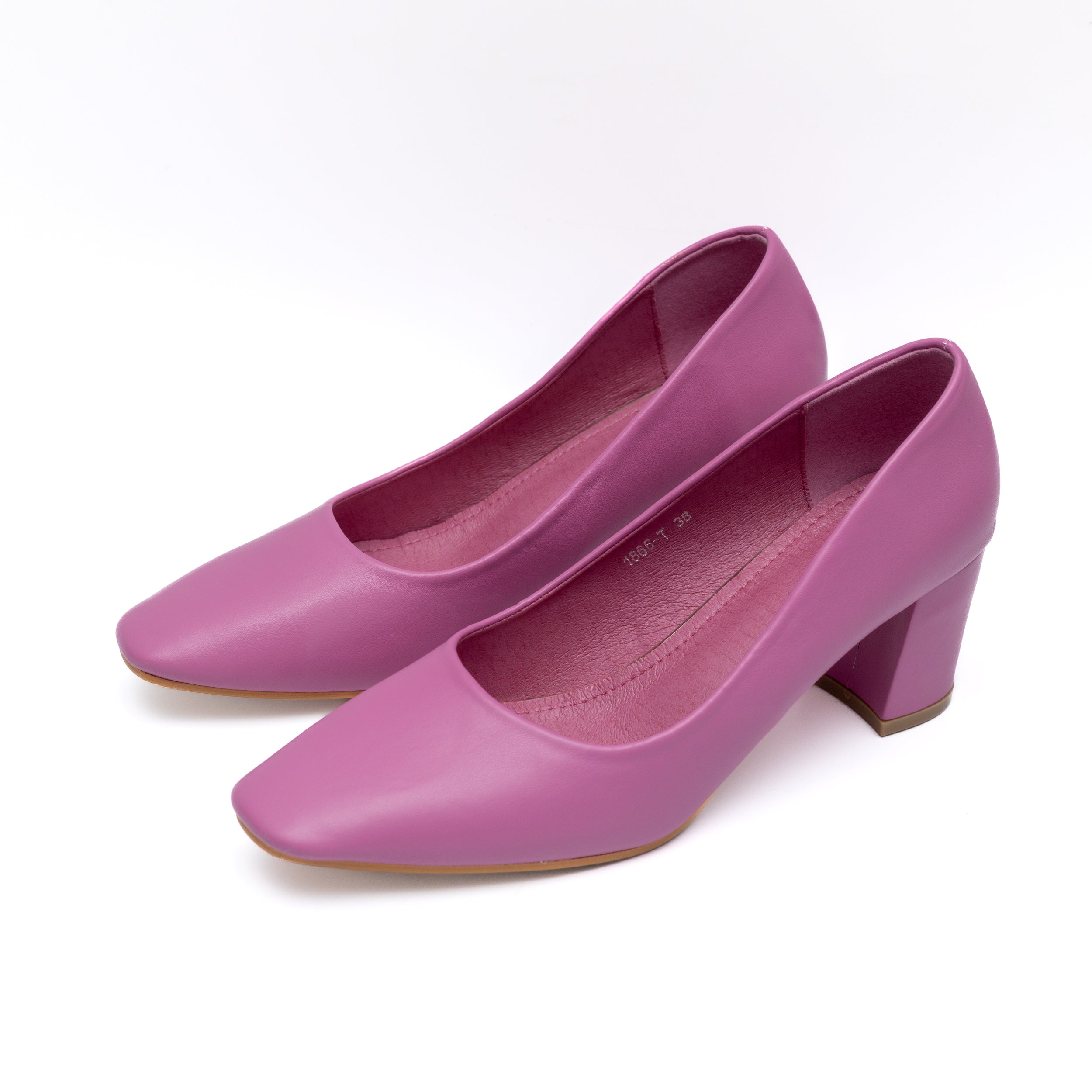 Pink block heel discount pumps