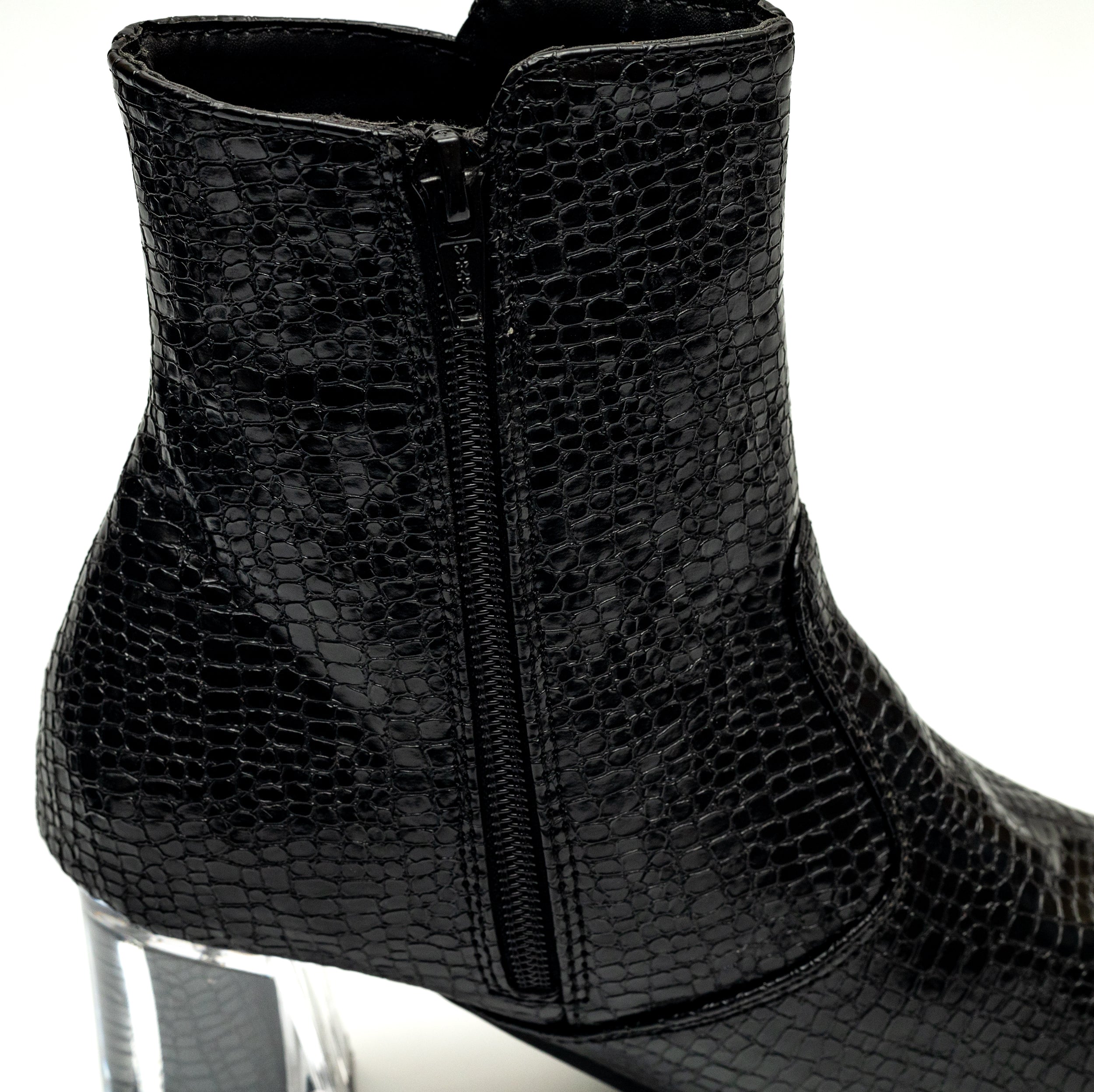 Block Heel Ankle Boots - Black