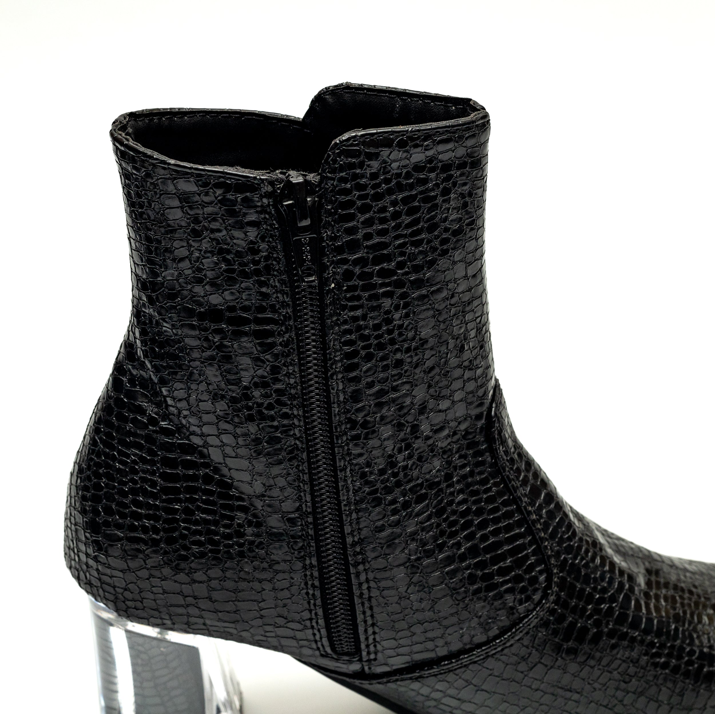 Block Heel Ankle Boots - Black