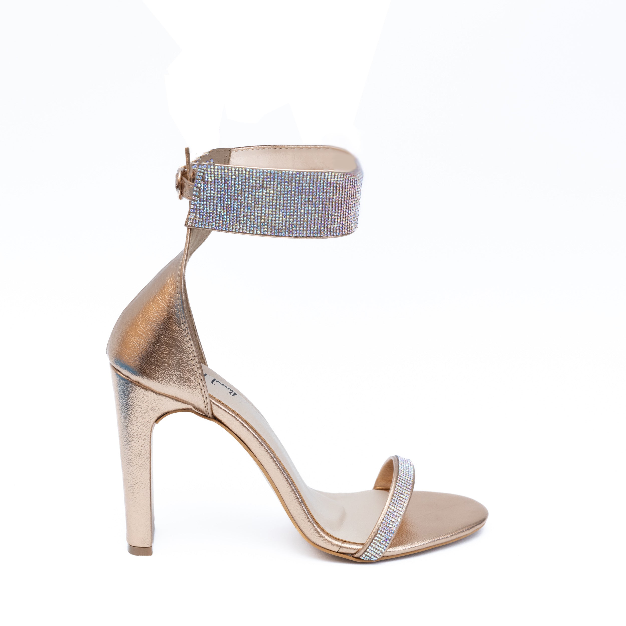 Shimmer Ankle Strap Heels - Gold