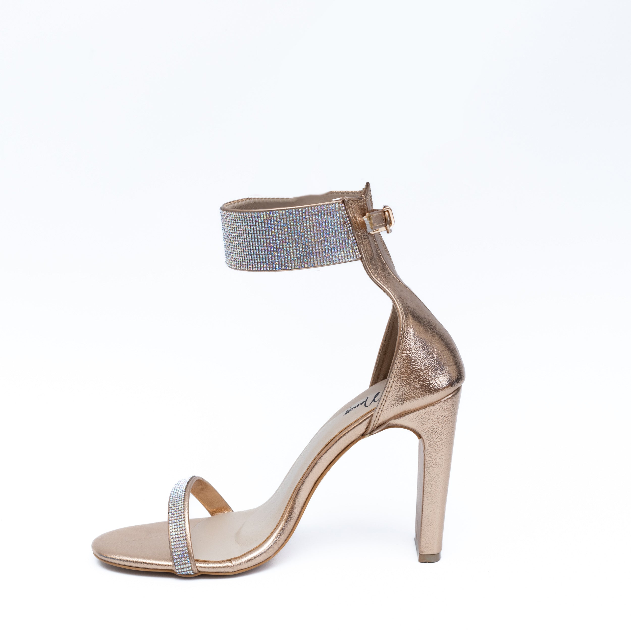 Shimmer Ankle Strap Heels - Gold