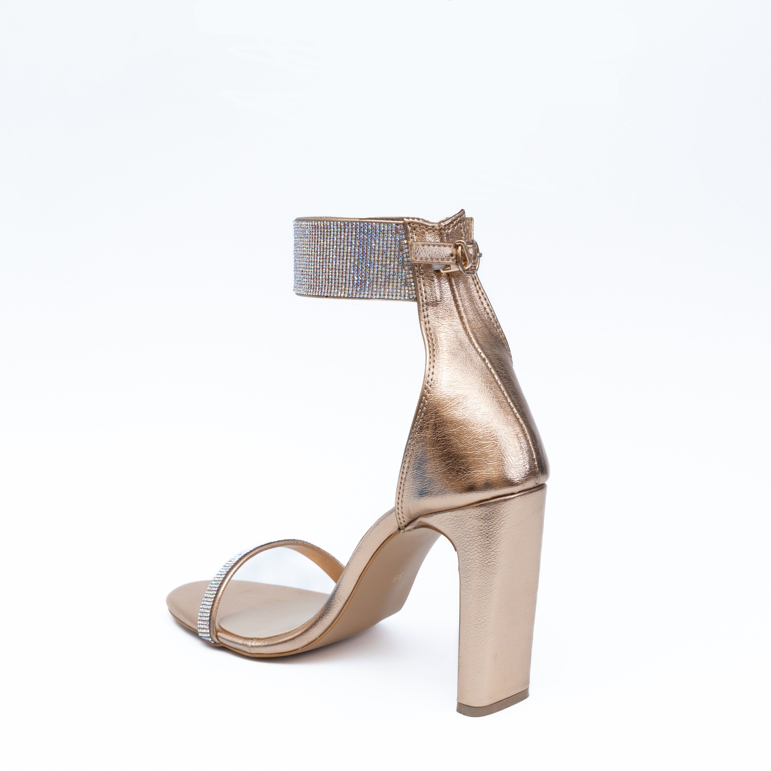 Shimmer Ankle Strap Heels - Gold