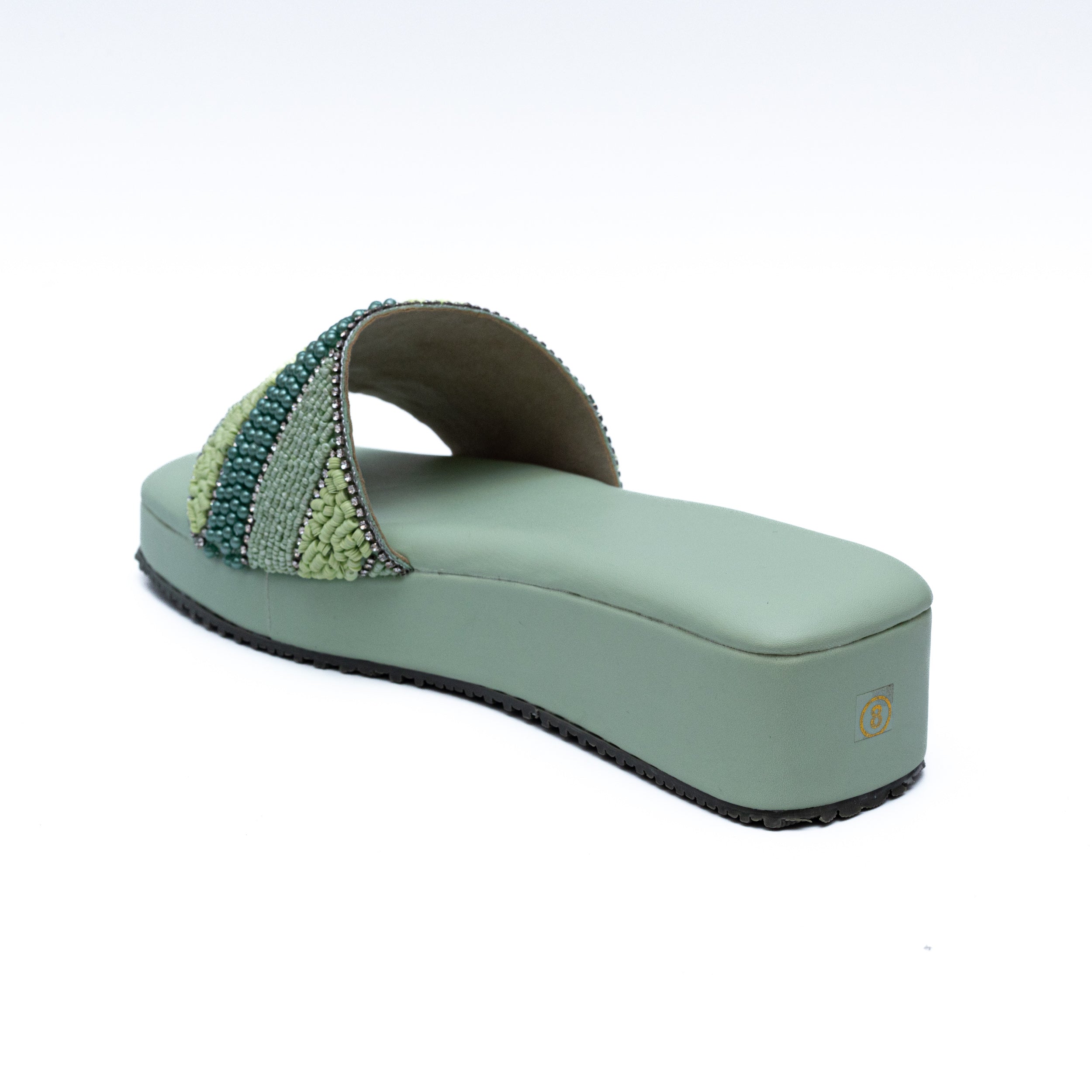 Embroidered Strap Platform - Green