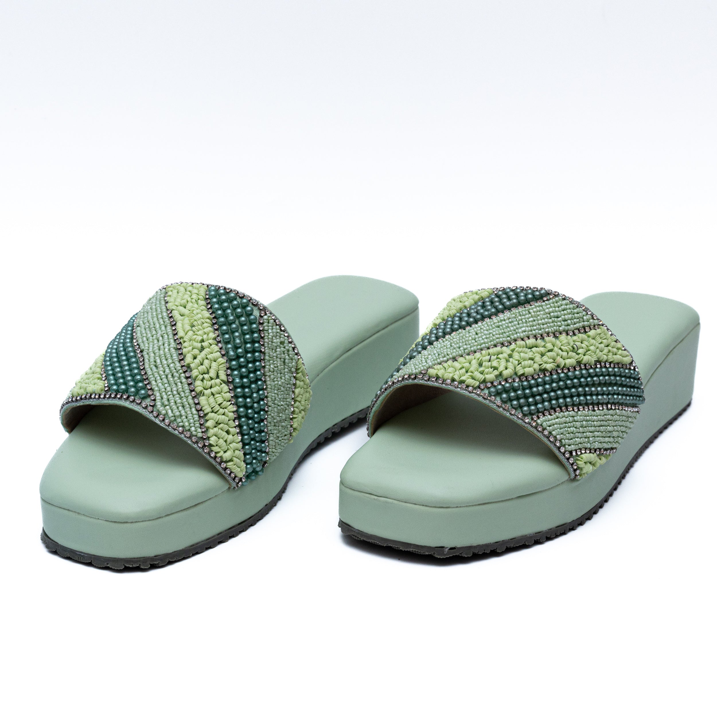 Embroidered Strap Platform - Green