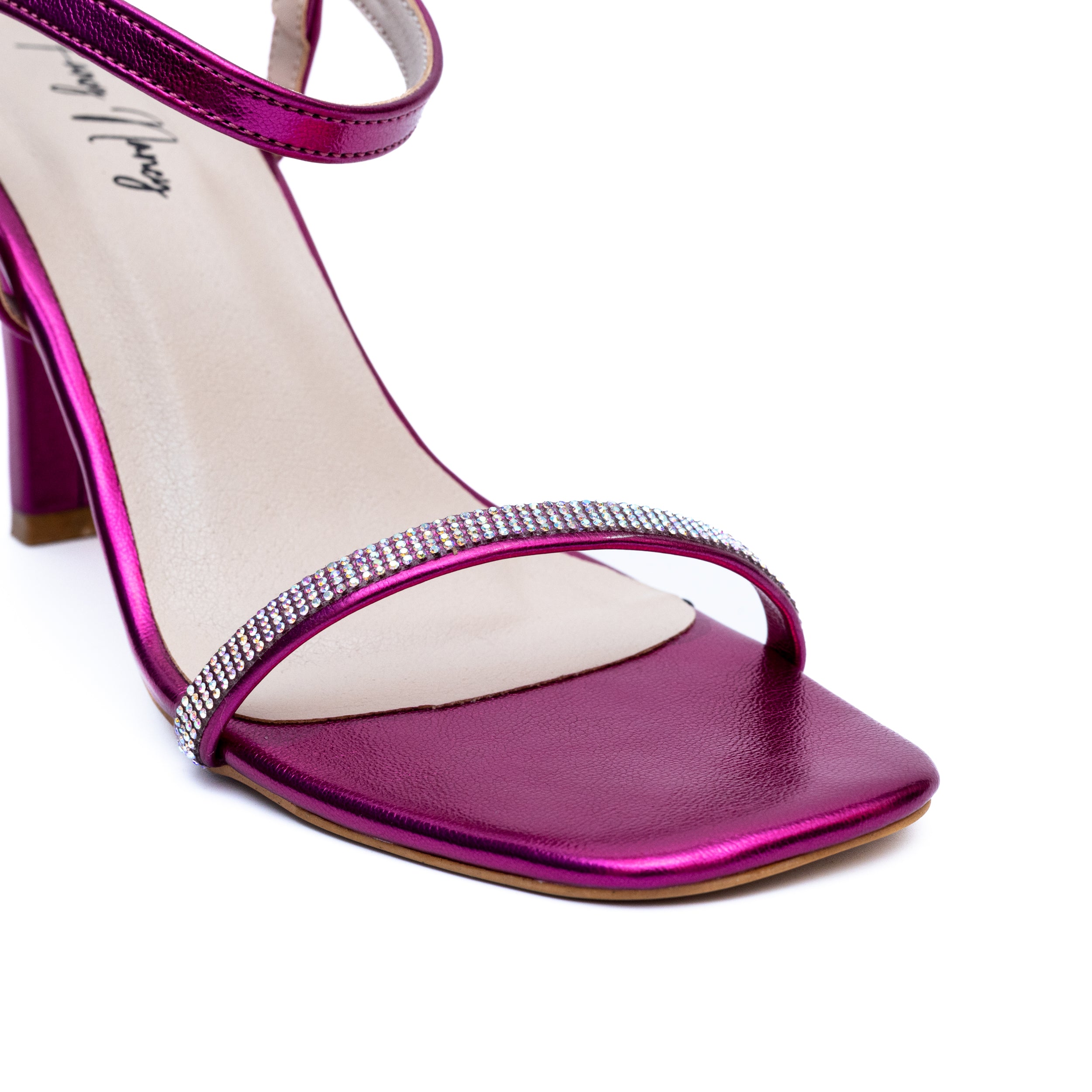 Shimmer Strap Heels - Pink